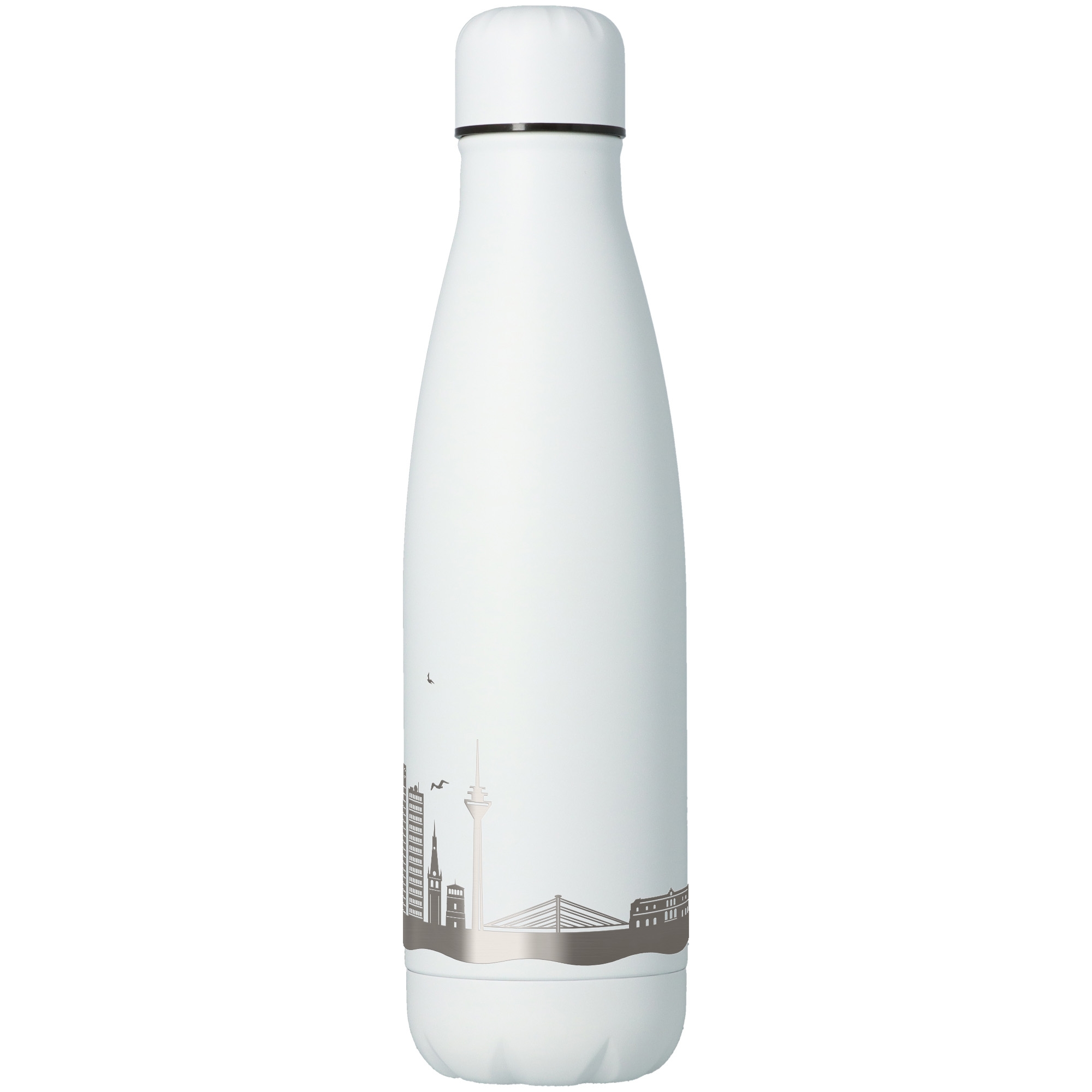 Trinkflasche Skyline Düsseldorf Weiß 500ml