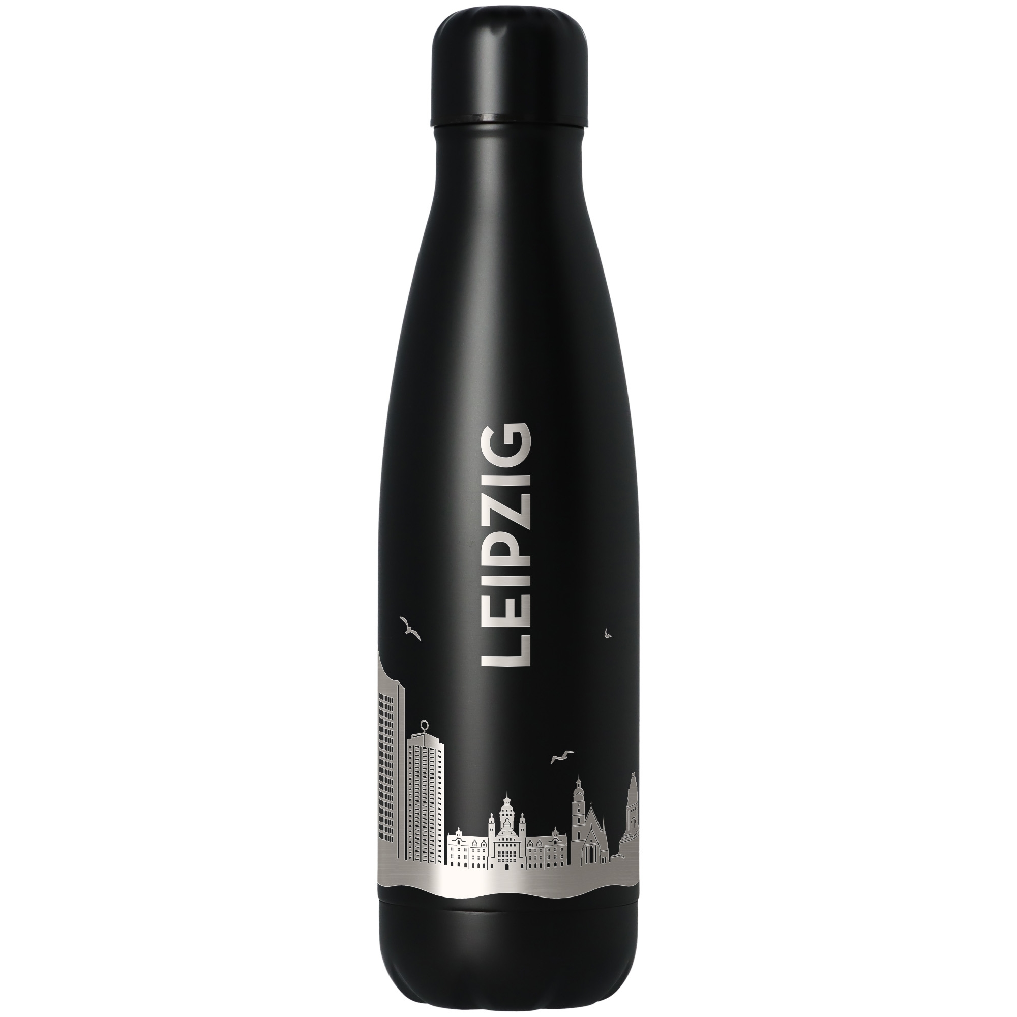 Trinkflasche Skyline Leipzig Schwarz 500ml