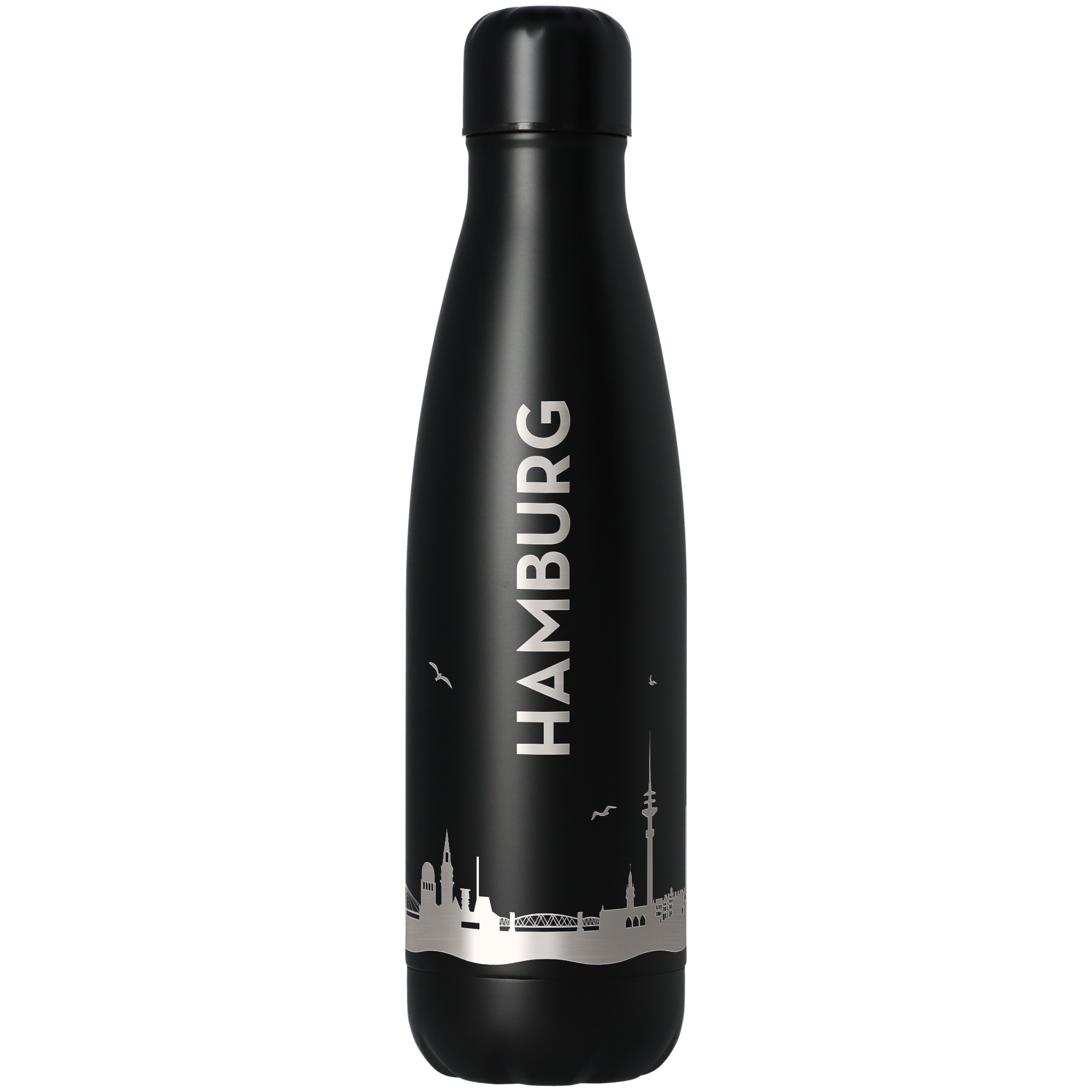 Trinkflasche Skyline Hamburg Schwarz 500ml