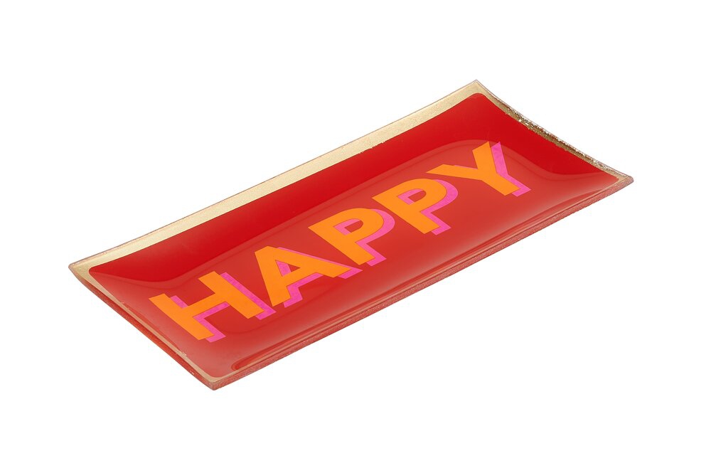 Glasteller "Happy", Rot/Orange - L