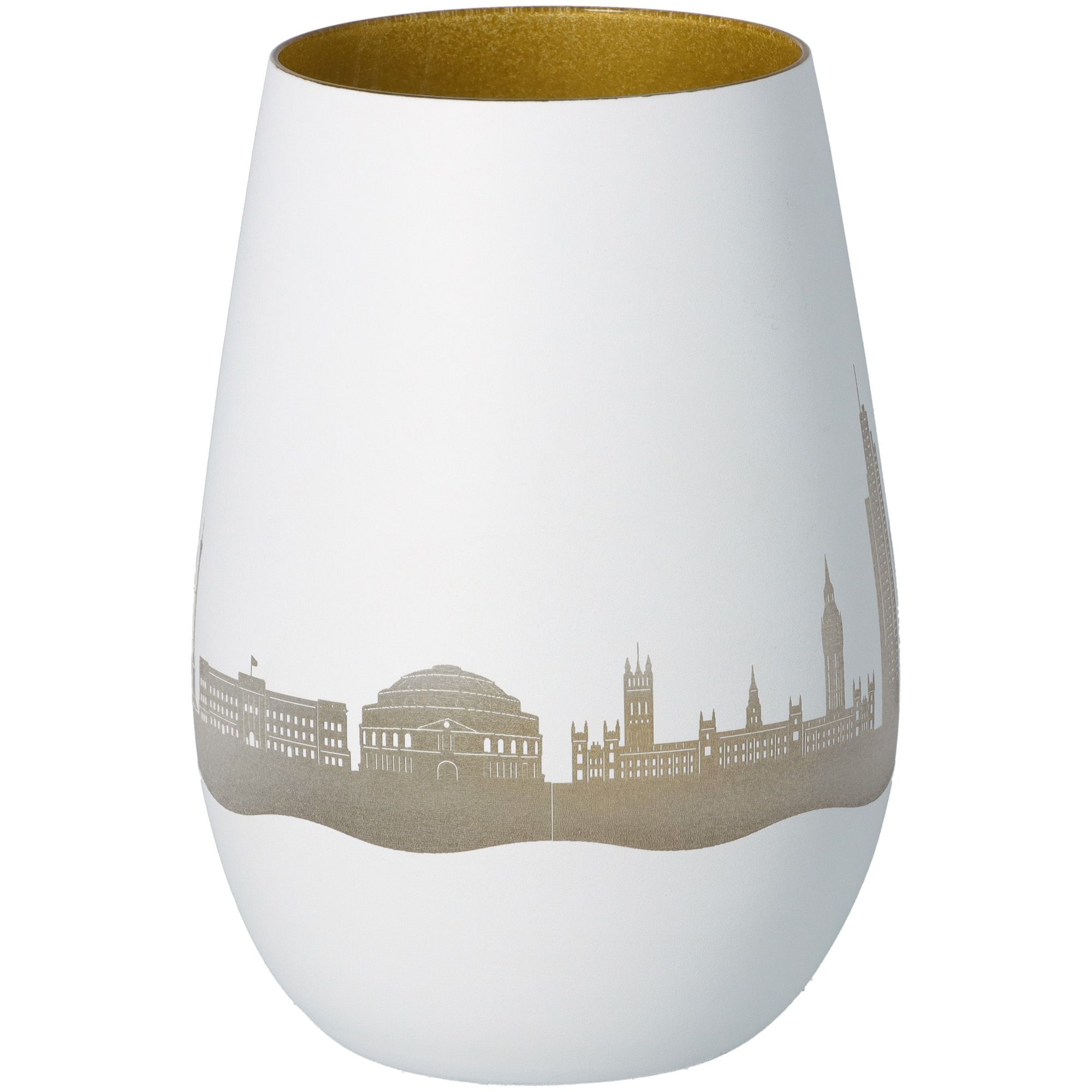 Windlicht Skyline London Weiß/Gold