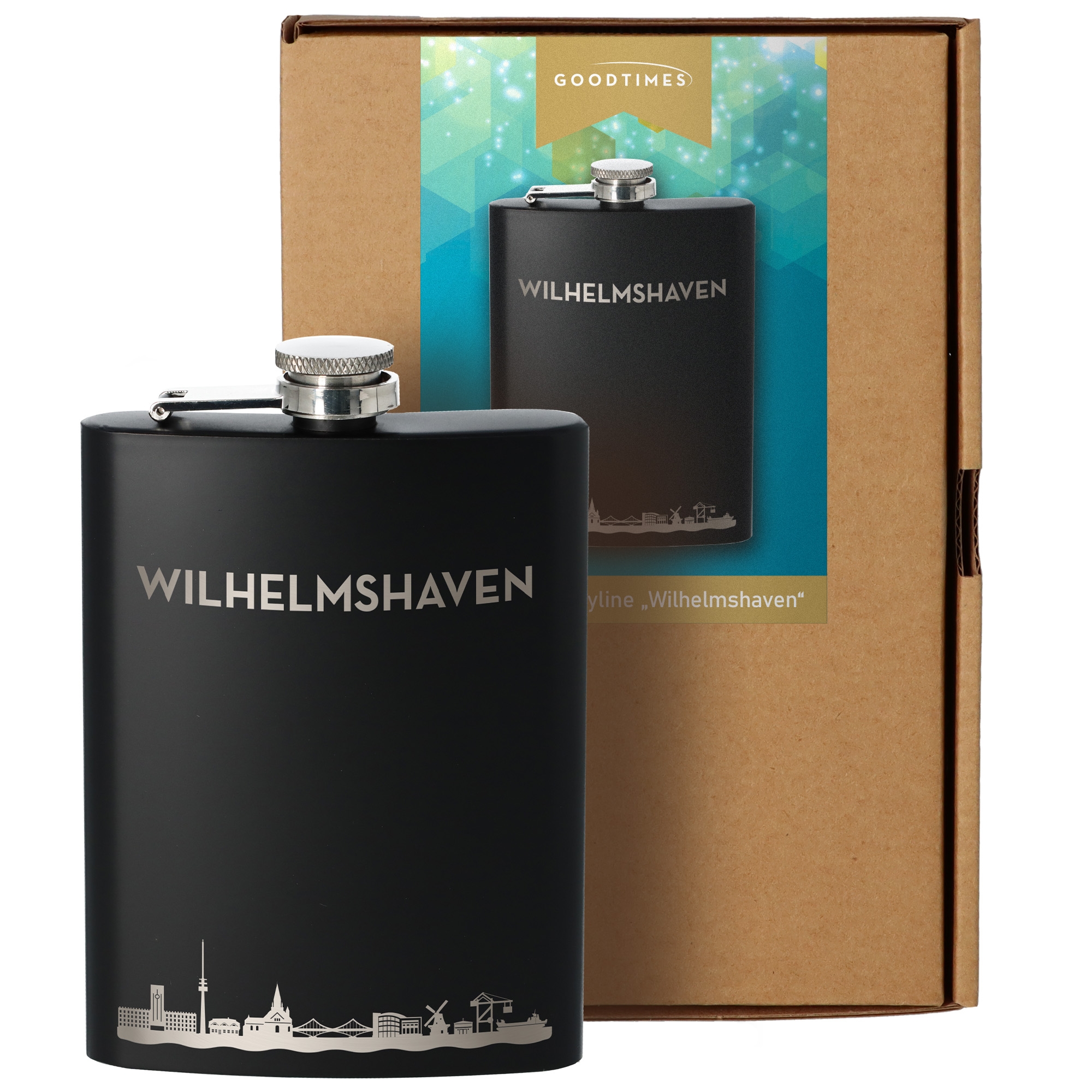 Flachmann Skyline Wilhelmshaven Schwarz 235ml