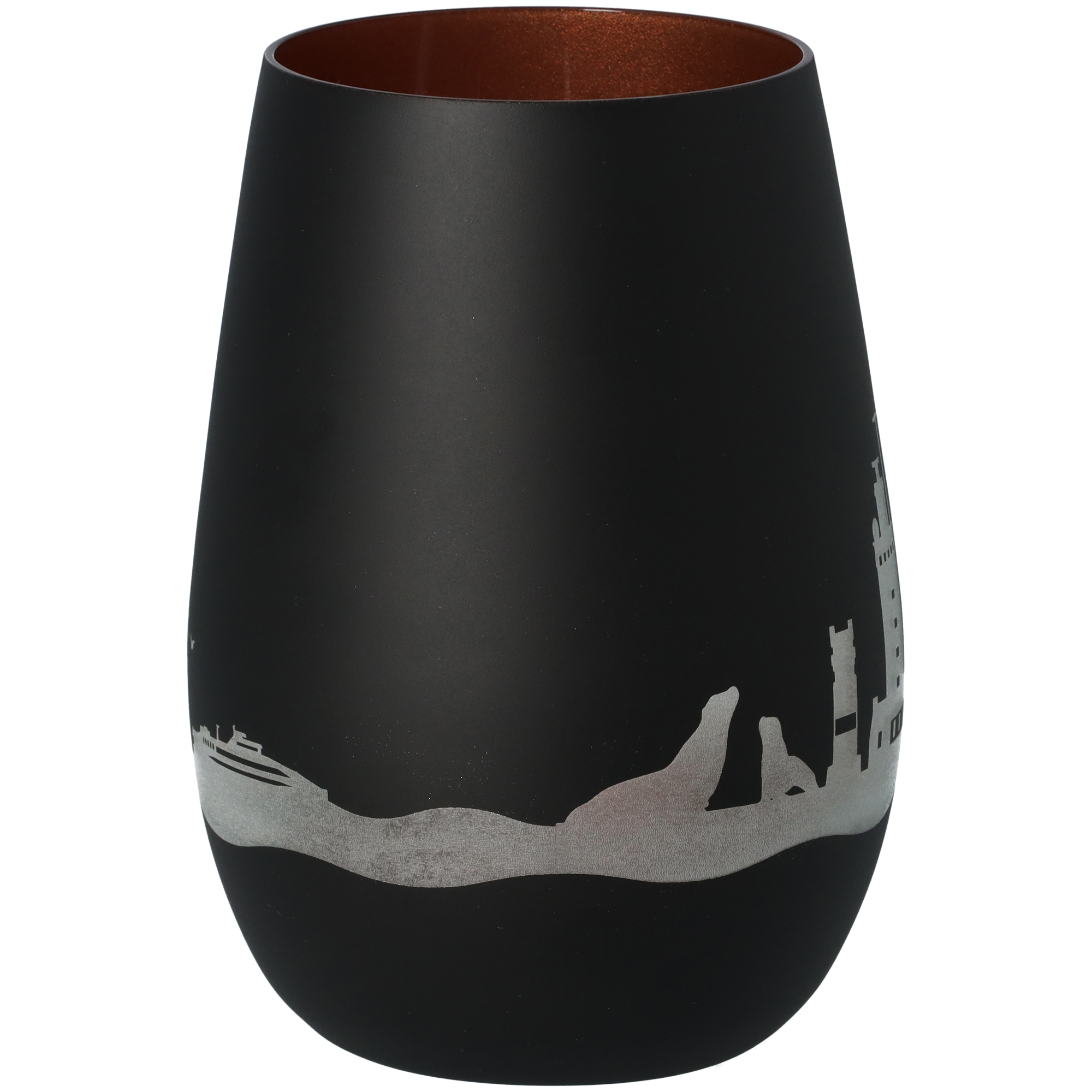 Windlicht Skyline Helgoland Schwarz/Bronze