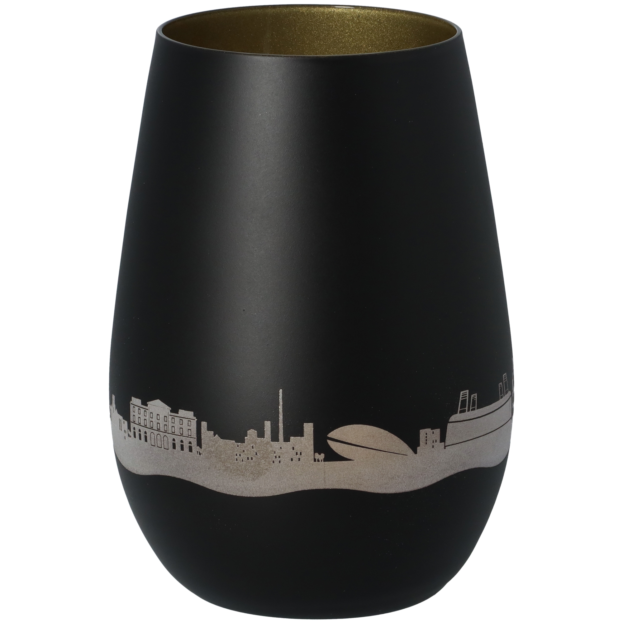 Windlicht Skyline Bremen Schwarz/Gold