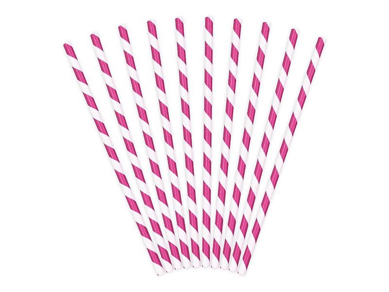 10 Papierstrohhalme Pink