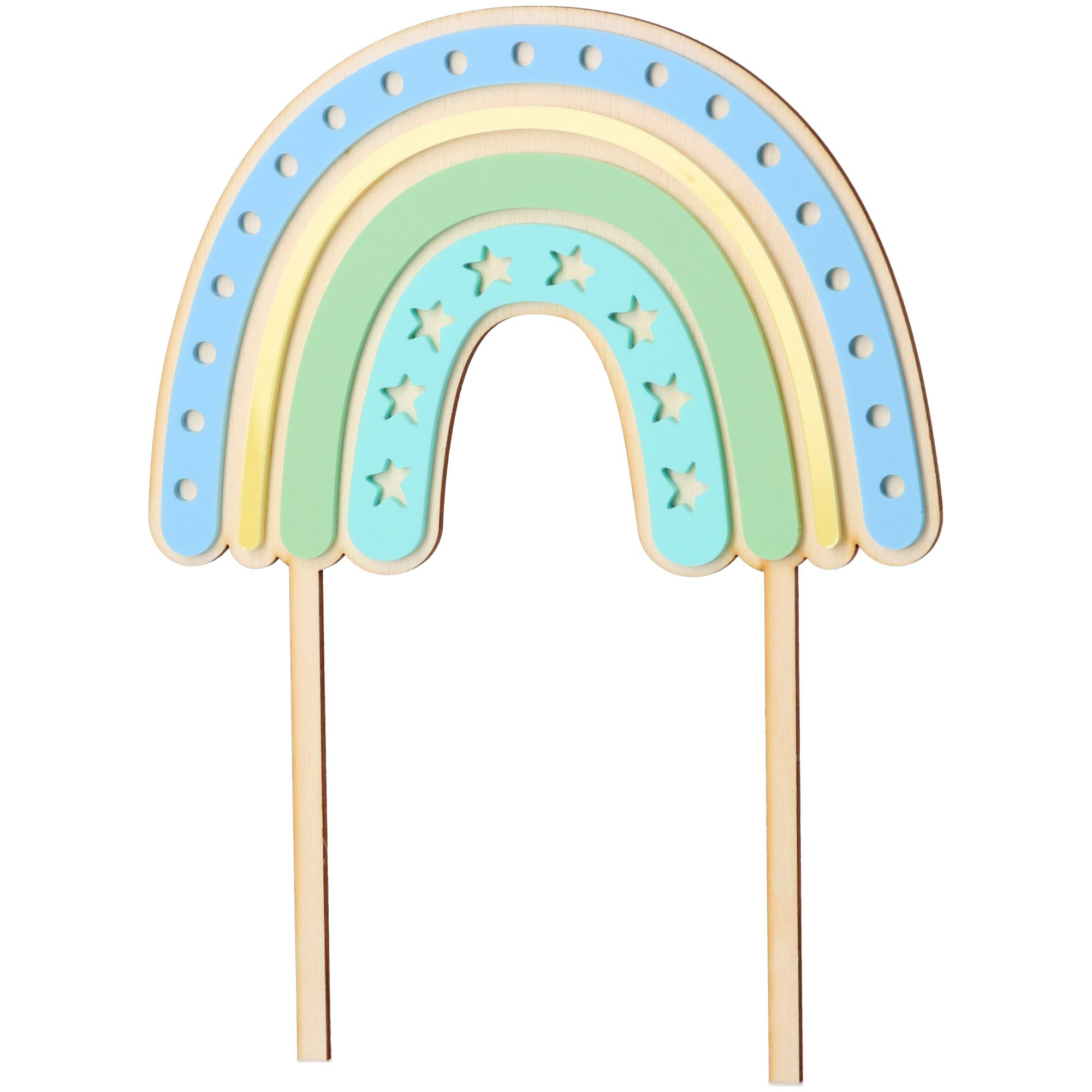 Cake Topper Regenbogen Stern aus Holz & Acryl