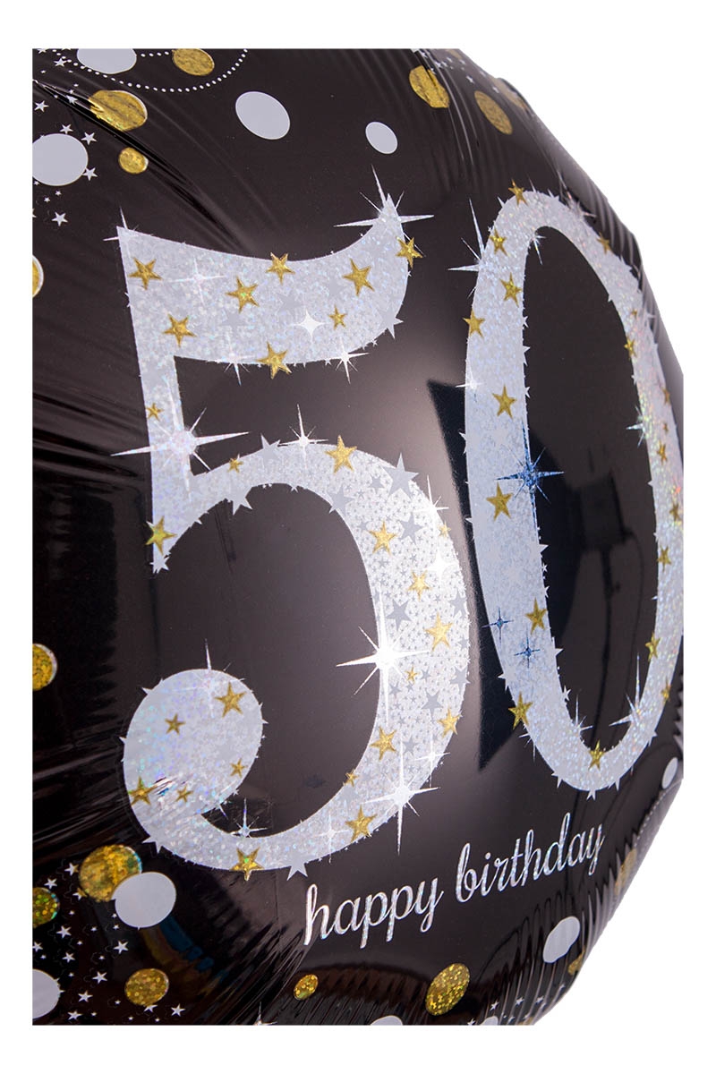 Folienballon Sparkling Birthday 50. Geburtstag Holographic 43cm