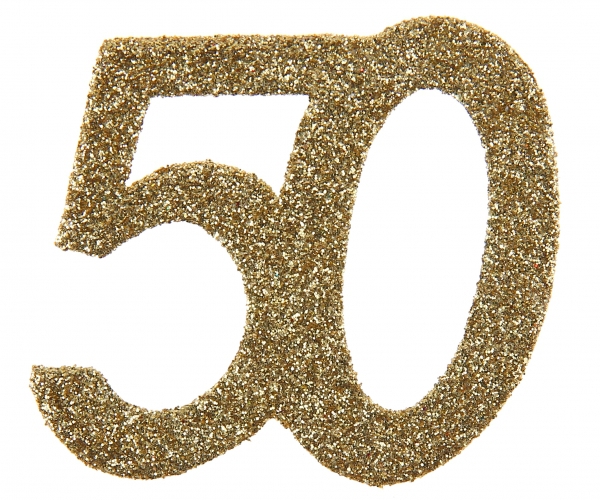 Glitzerkonfetti "50", Gold, 6 Teile