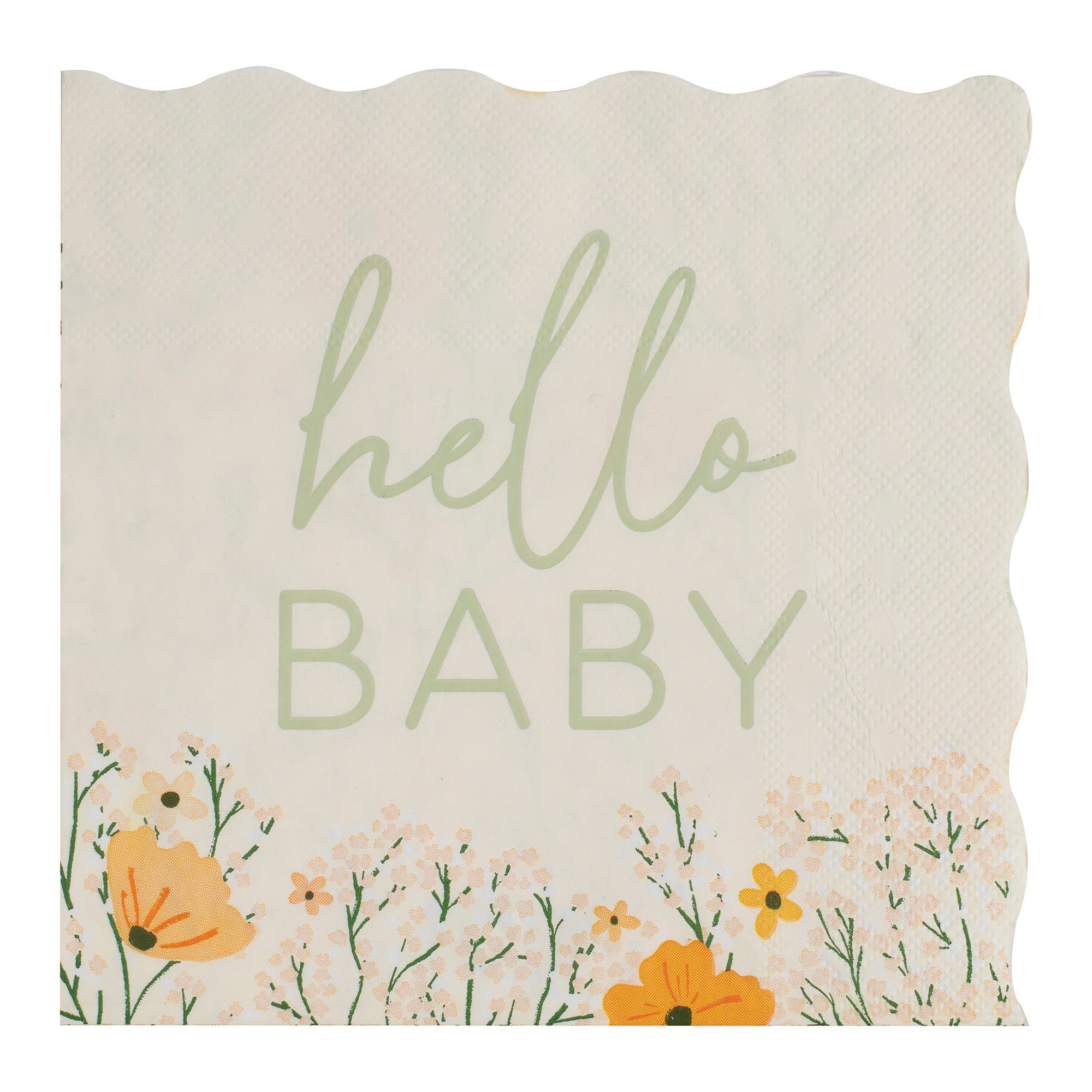 16 Servietten "Hello Baby" Floral