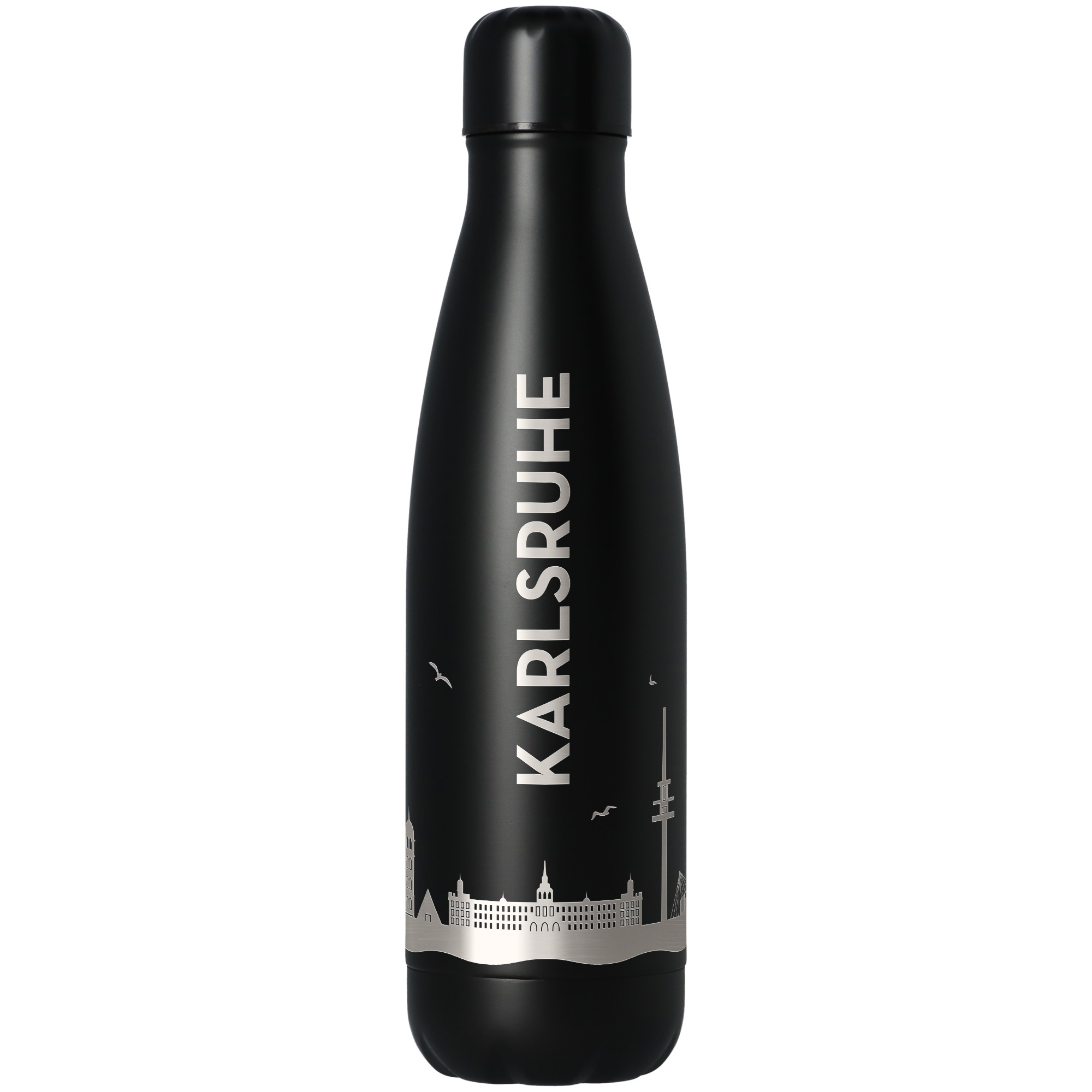 Trinkflasche Skyline Karlsruhe Schwarz 500ml