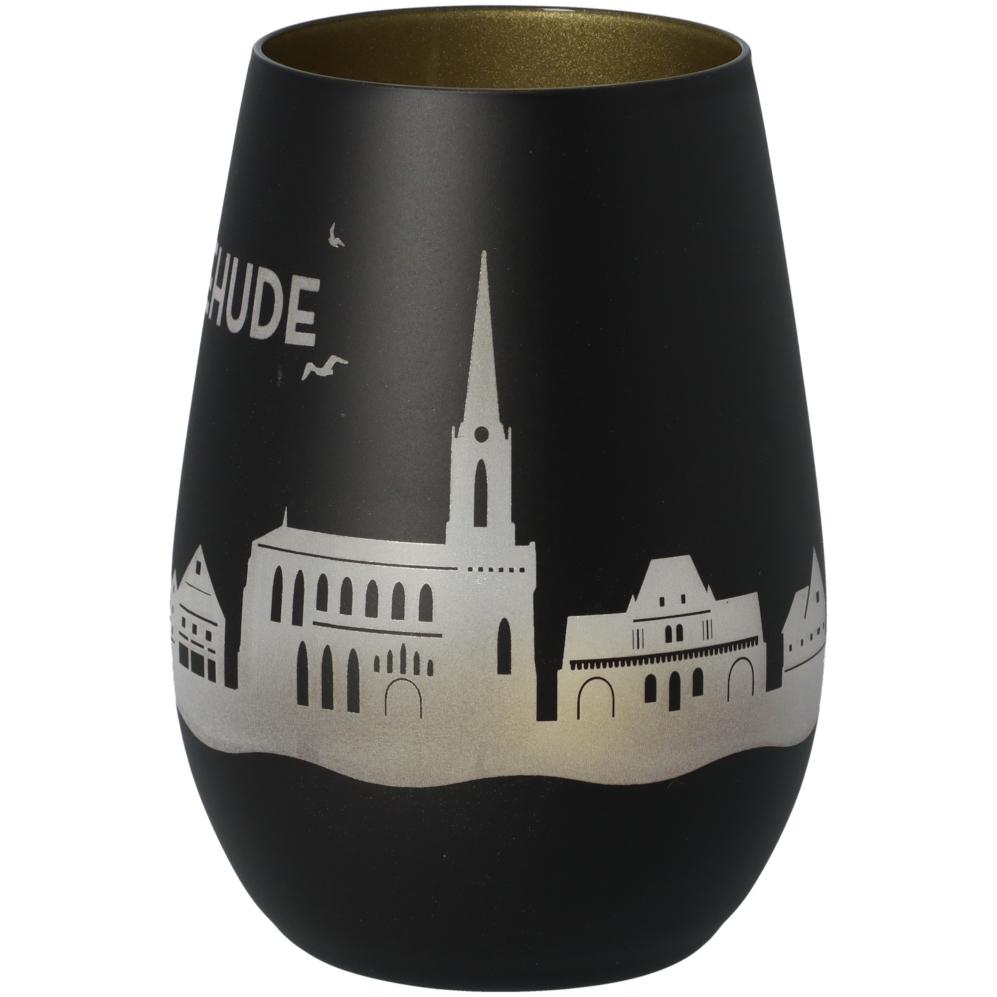 Windlicht Skyline Buxtehude Schwarz/Gold