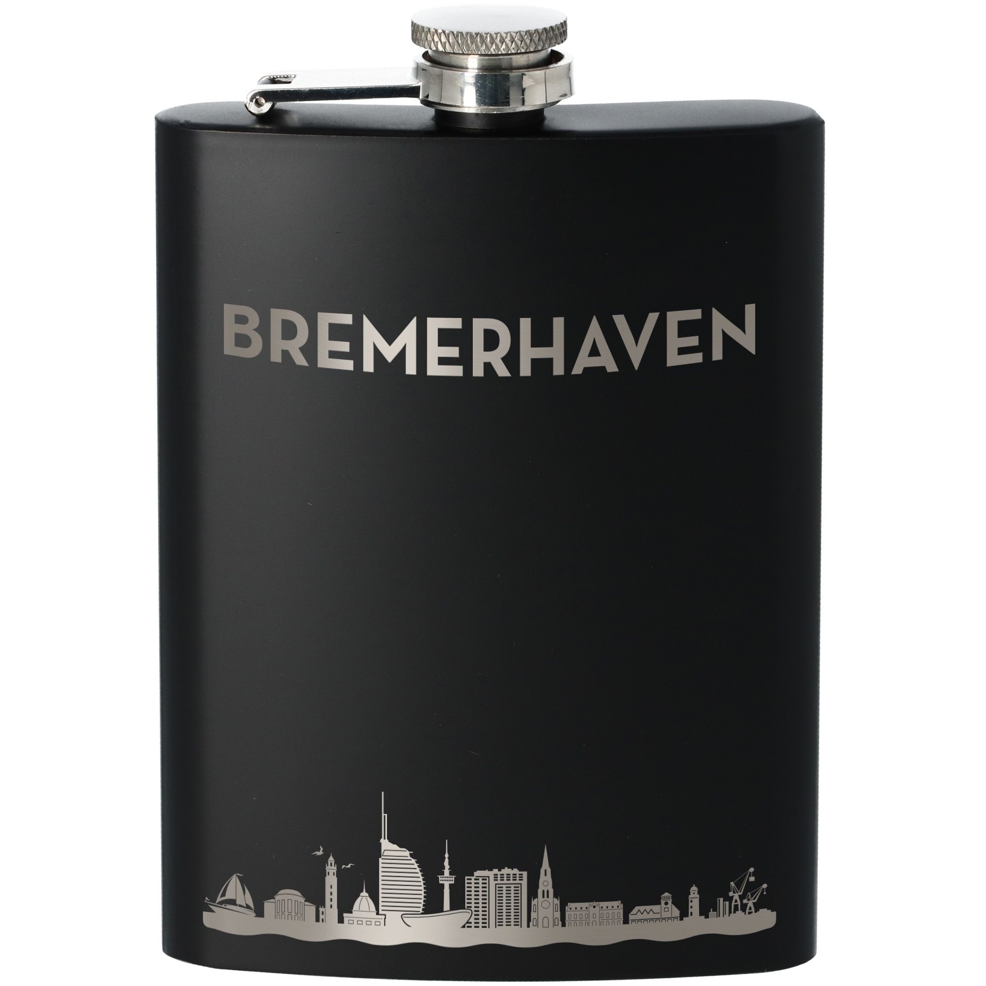 Flachmann Skyline Bremerhaven Schwarz 235ml