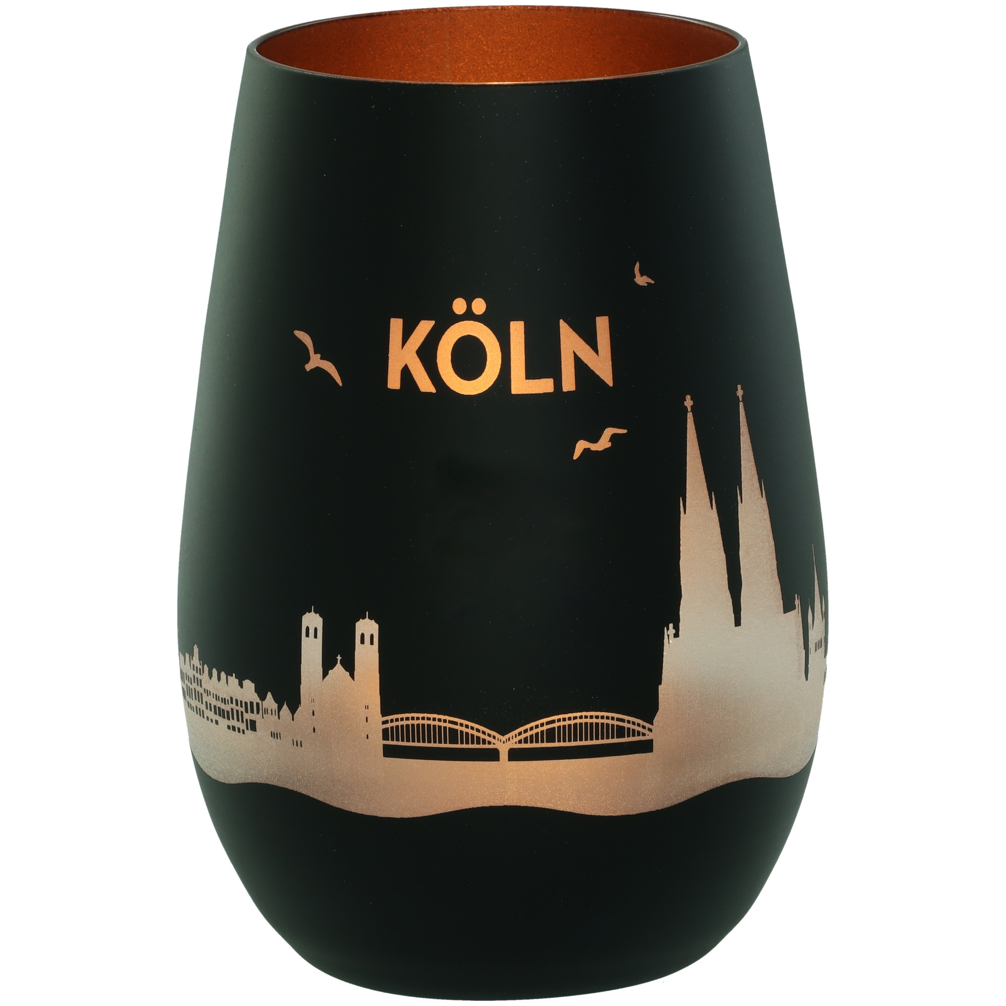 Windlicht Skyline Köln Schwarz/Bronze