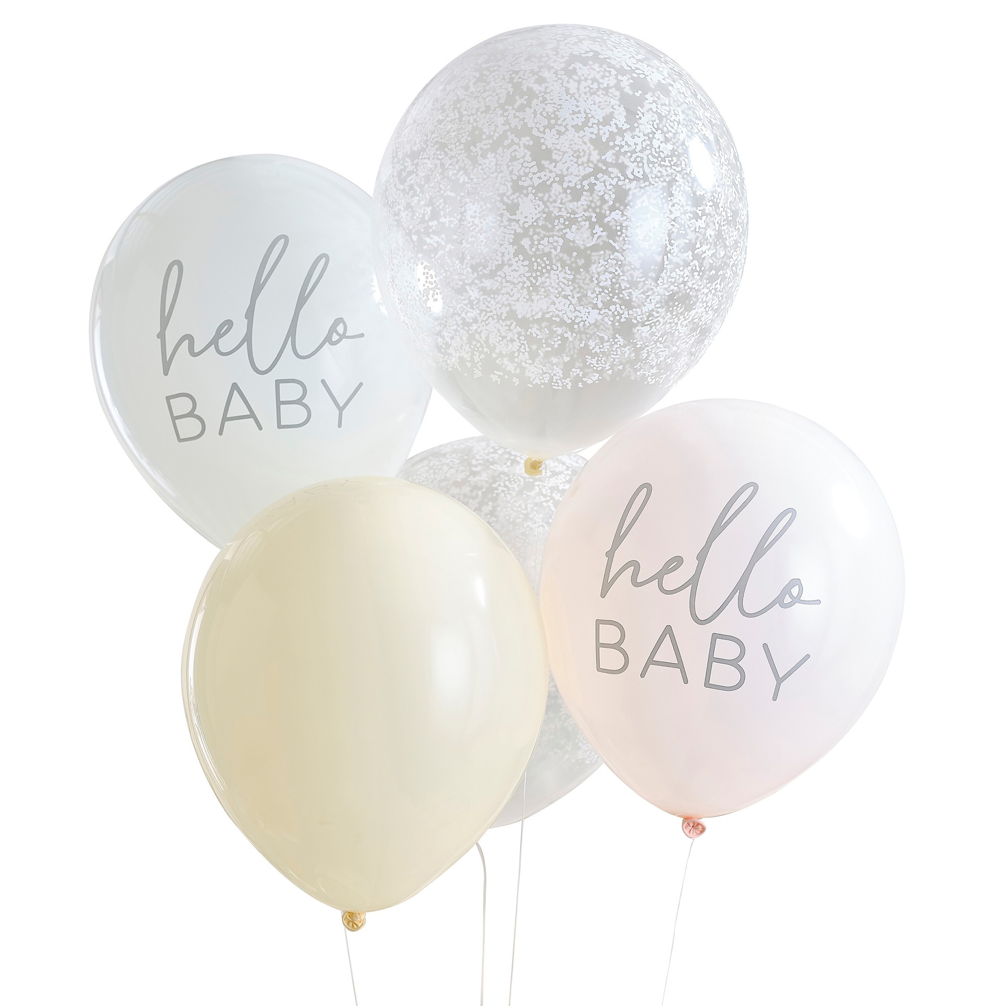 5 Ballons im Set "Hello Baby" Floral Ø 30cm