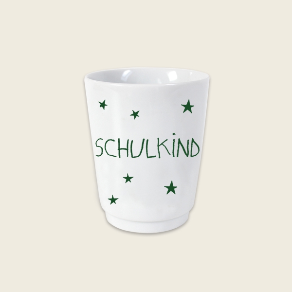 Einschulung - Porzellanbecher "Schulkind", Grün