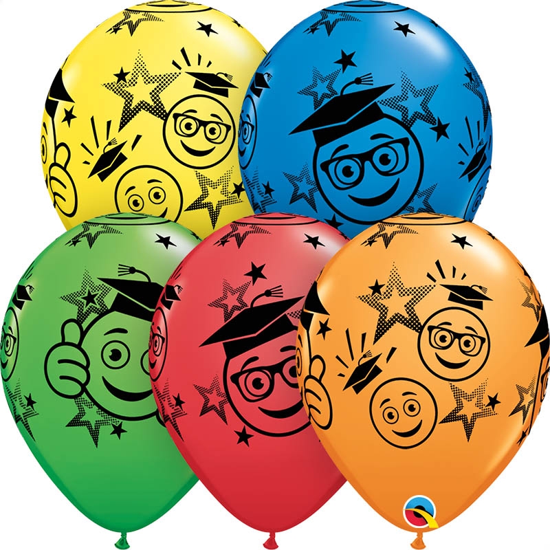 Qualatex Latexballon Bachelor Emojis verschiedene Farben Ø 30cm