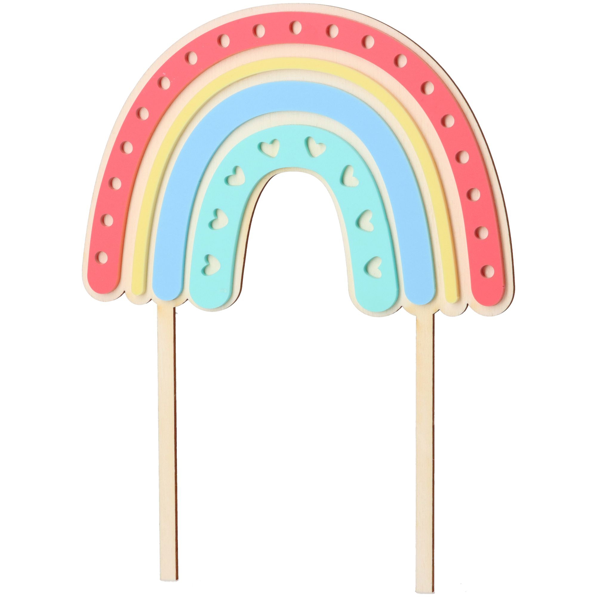 Cake Topper Regenbogen Herz aus Holz & Acryl