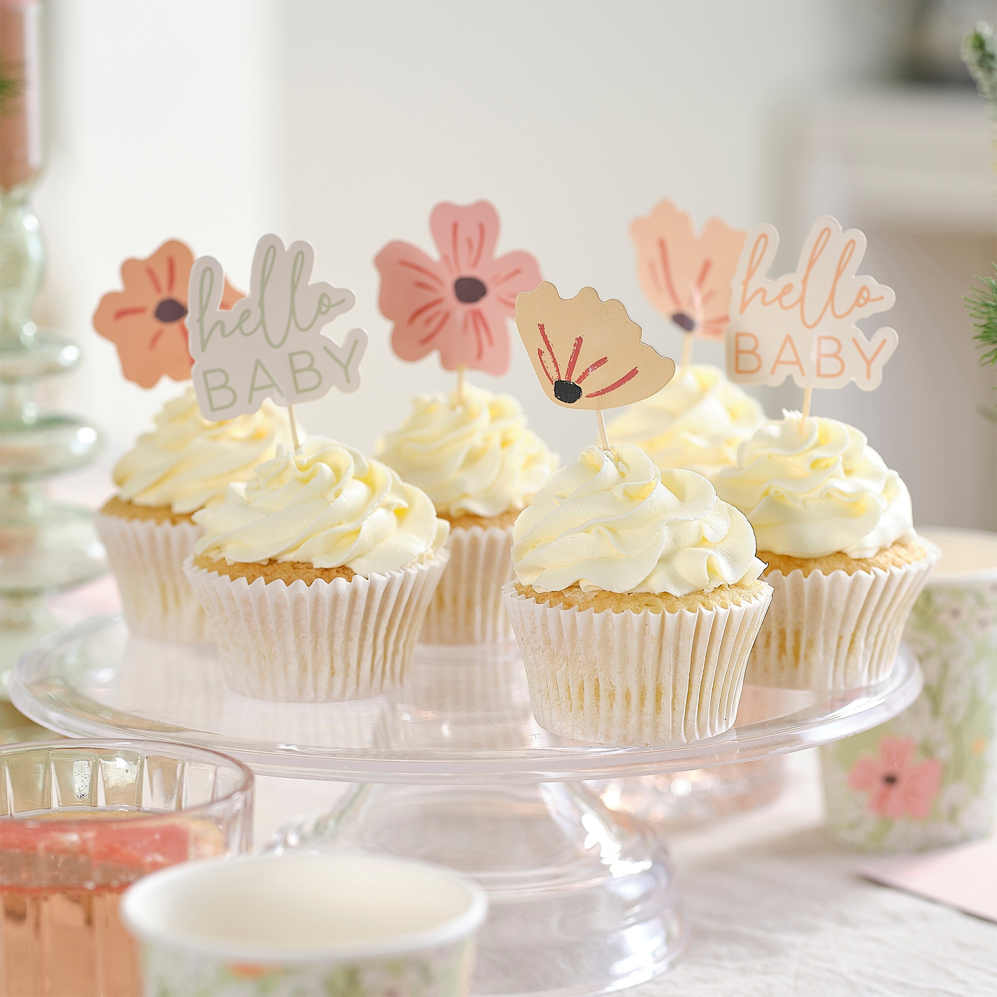 Cupcake Topper "Baby Shower" Floral