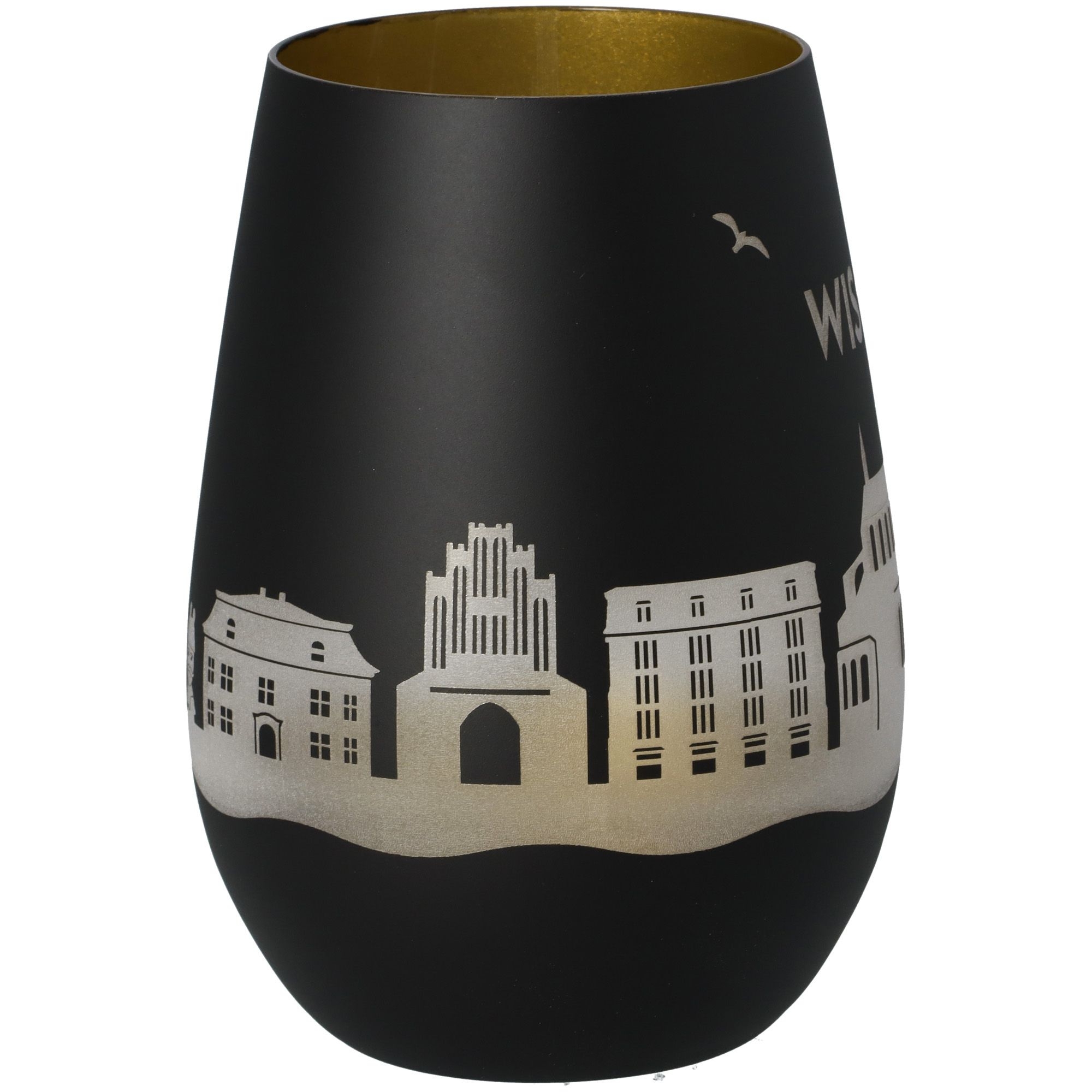 Windlicht Skyline Wismar Schwarz/Gold