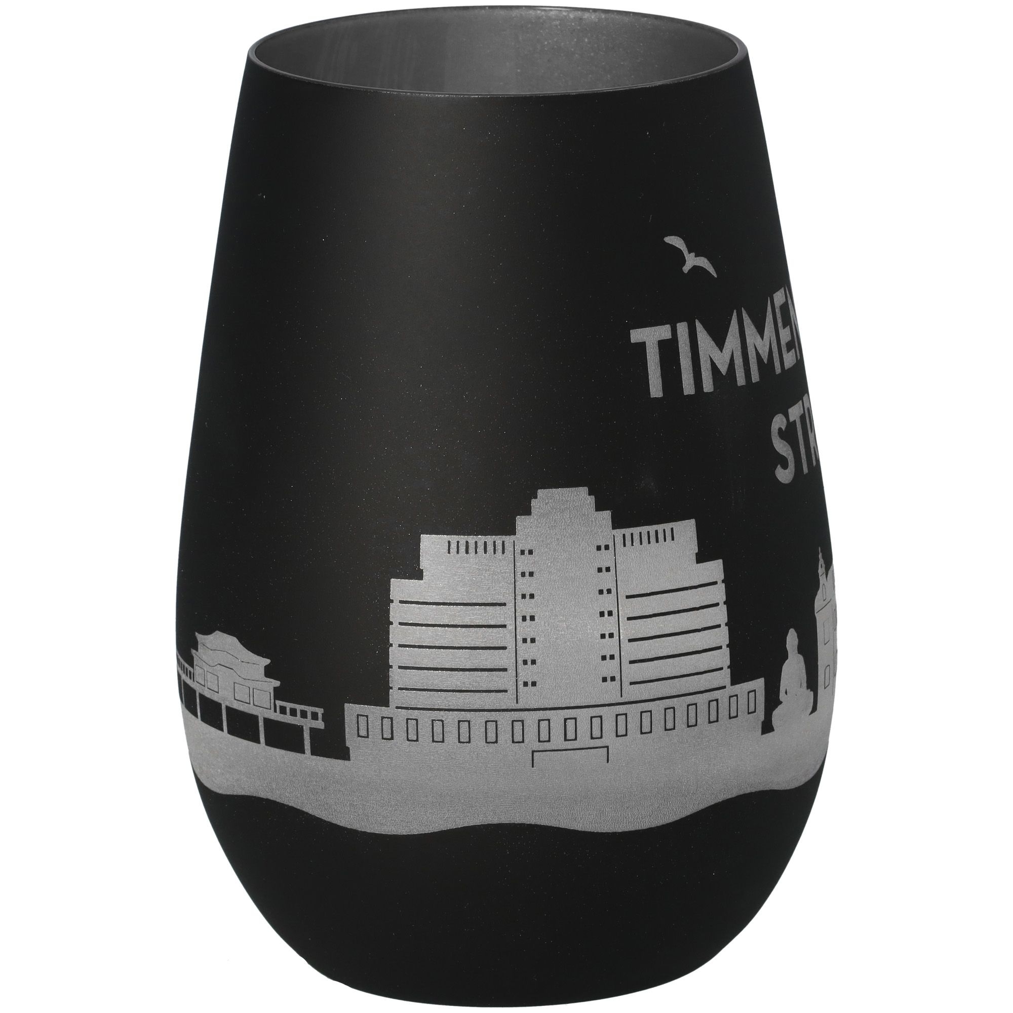 Windlicht Skyline Timmendorfer Strand Schwarz/Silber