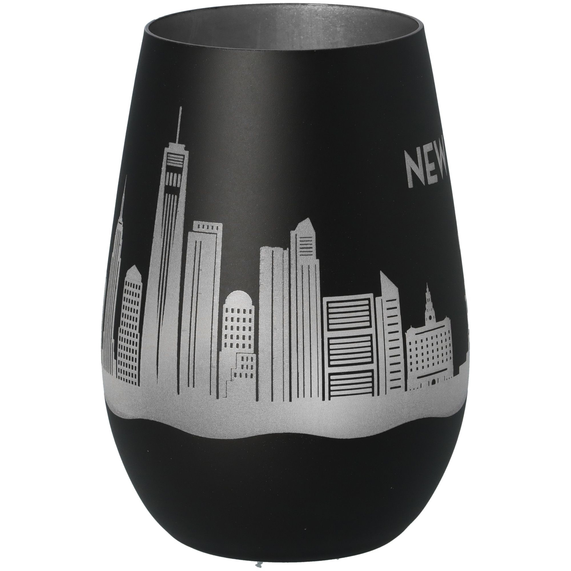 Windlicht Skyline New York Schwarz/Silber