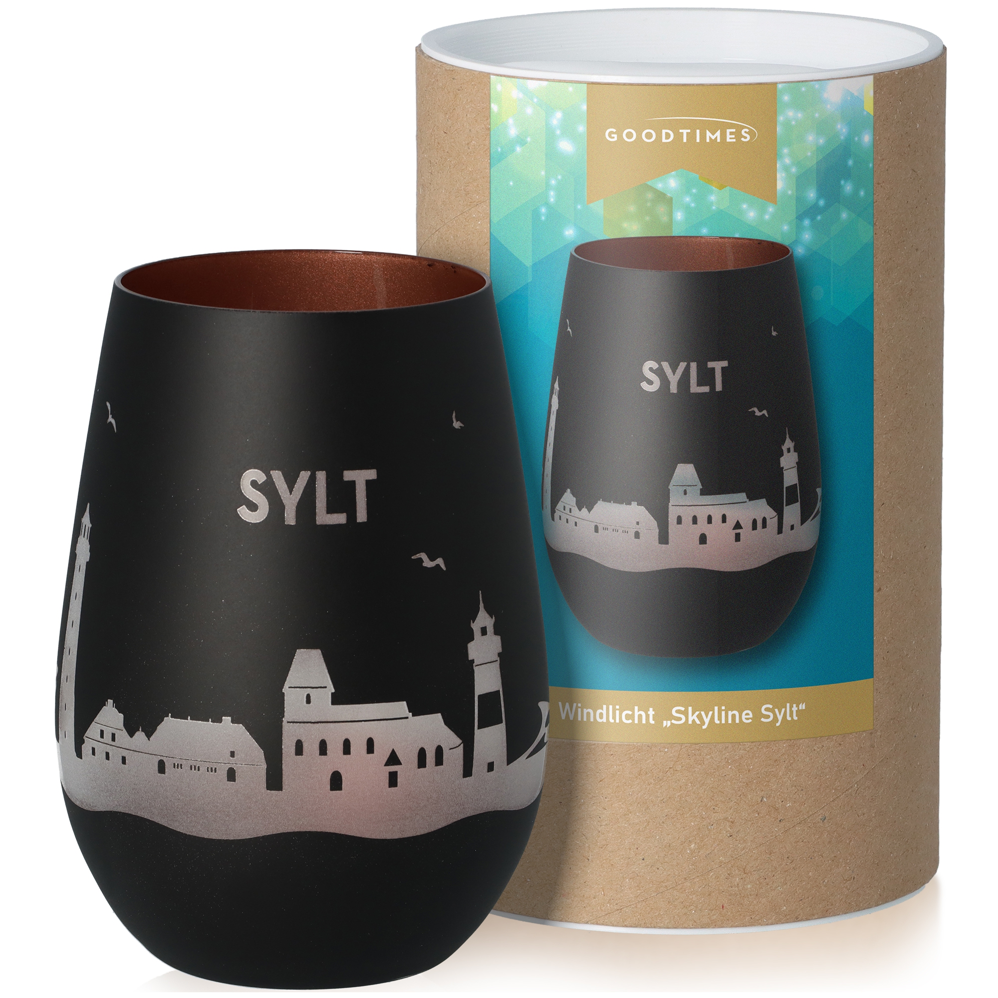 Windlicht Skyline Sylt Schwarz/Bronze