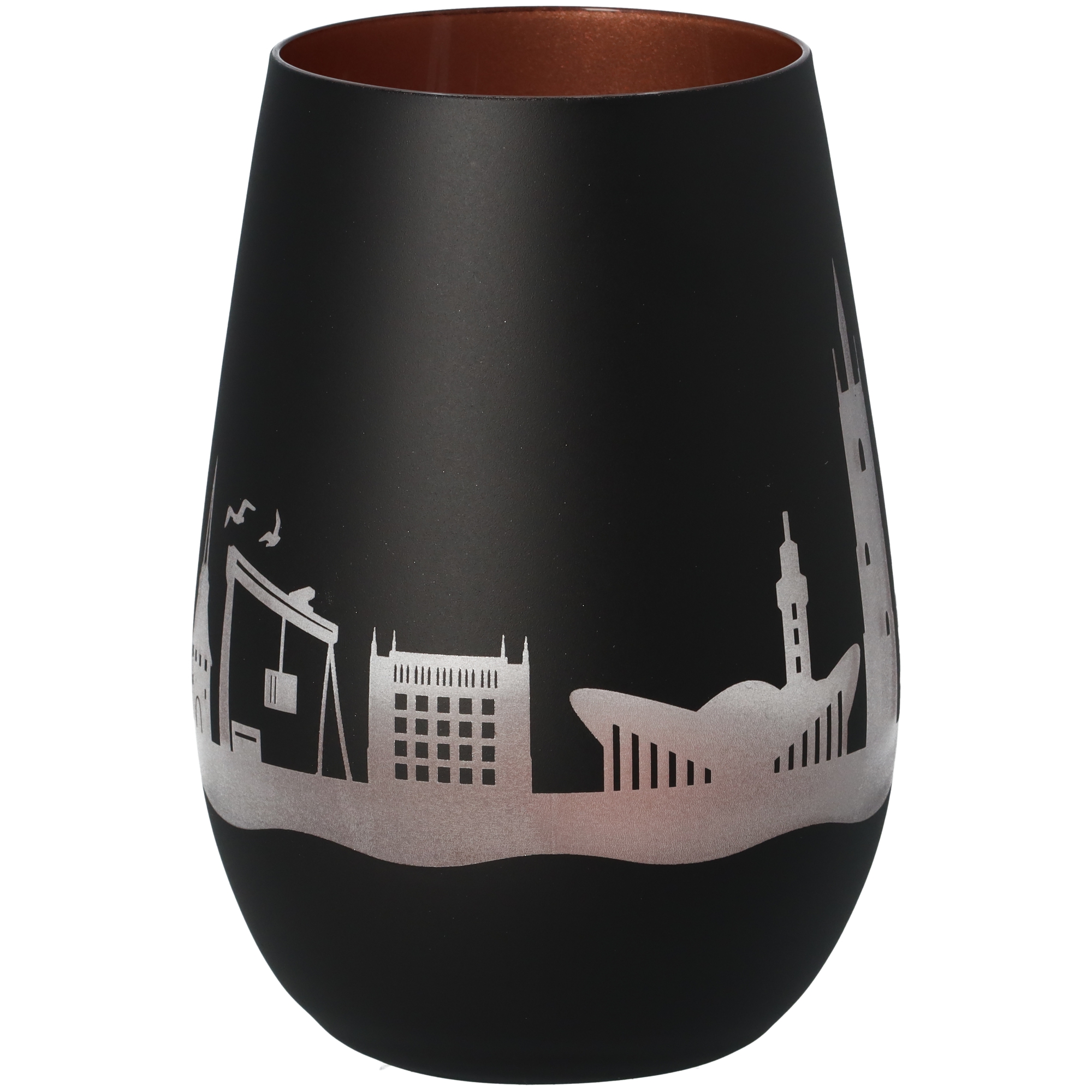 Windlicht Skyline Rostock Schwarz/Bronze