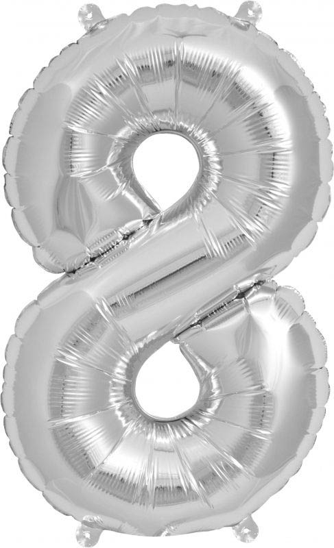 Luftballon Zahl 8 Silber 40cm