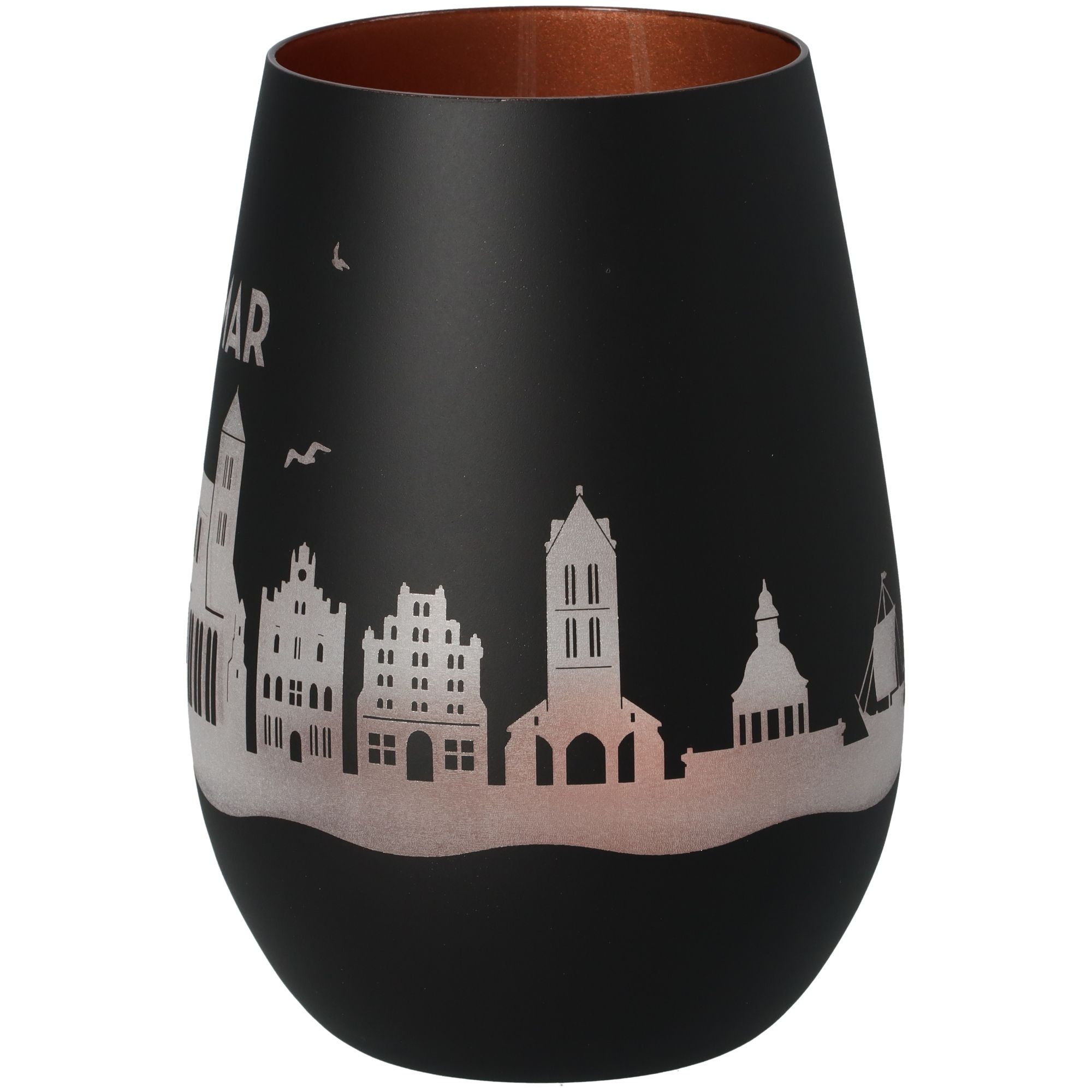 Windlicht Skyline Wismar Schwarz/Bronze