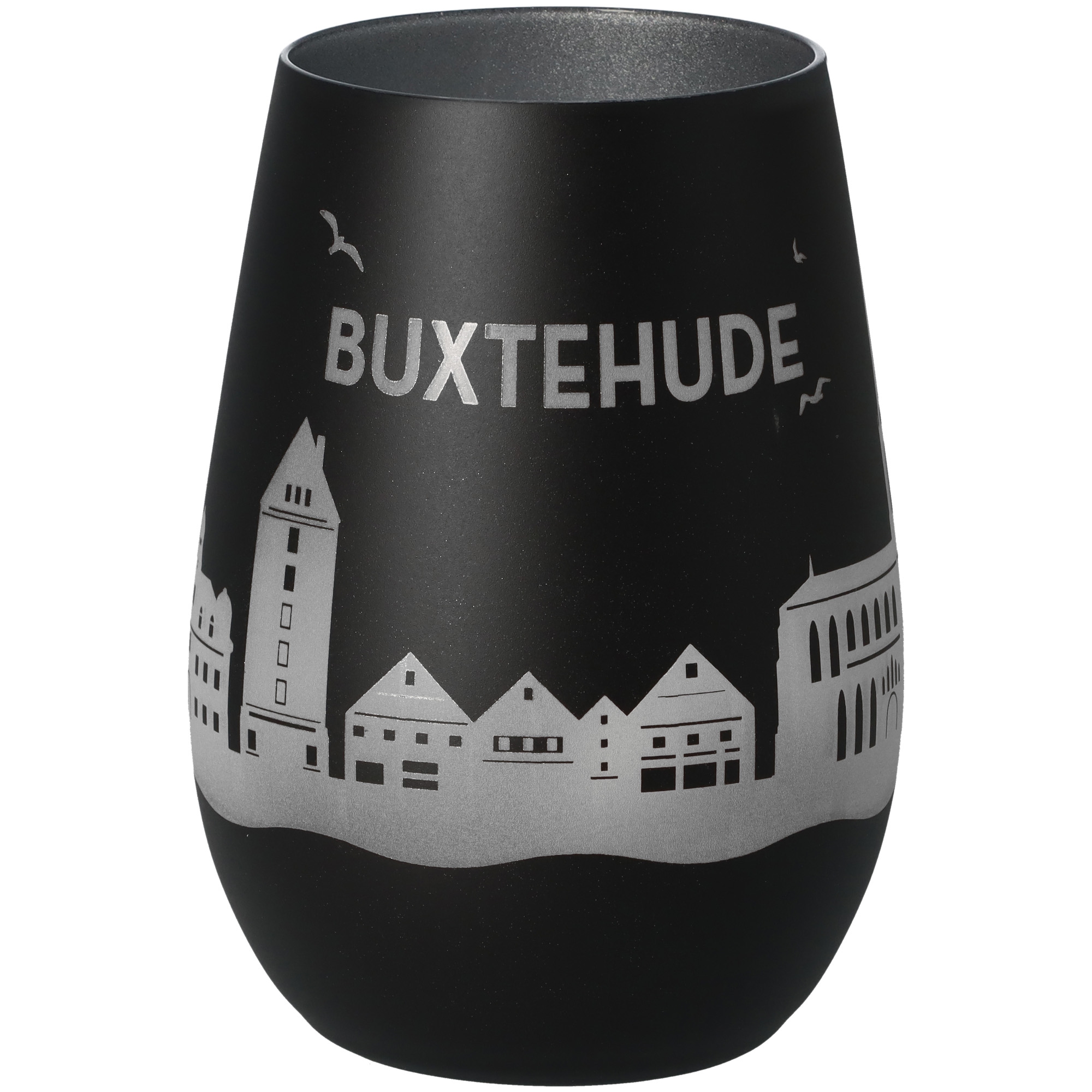 Windlicht Skyline Buxtehude Schwarz/Silber