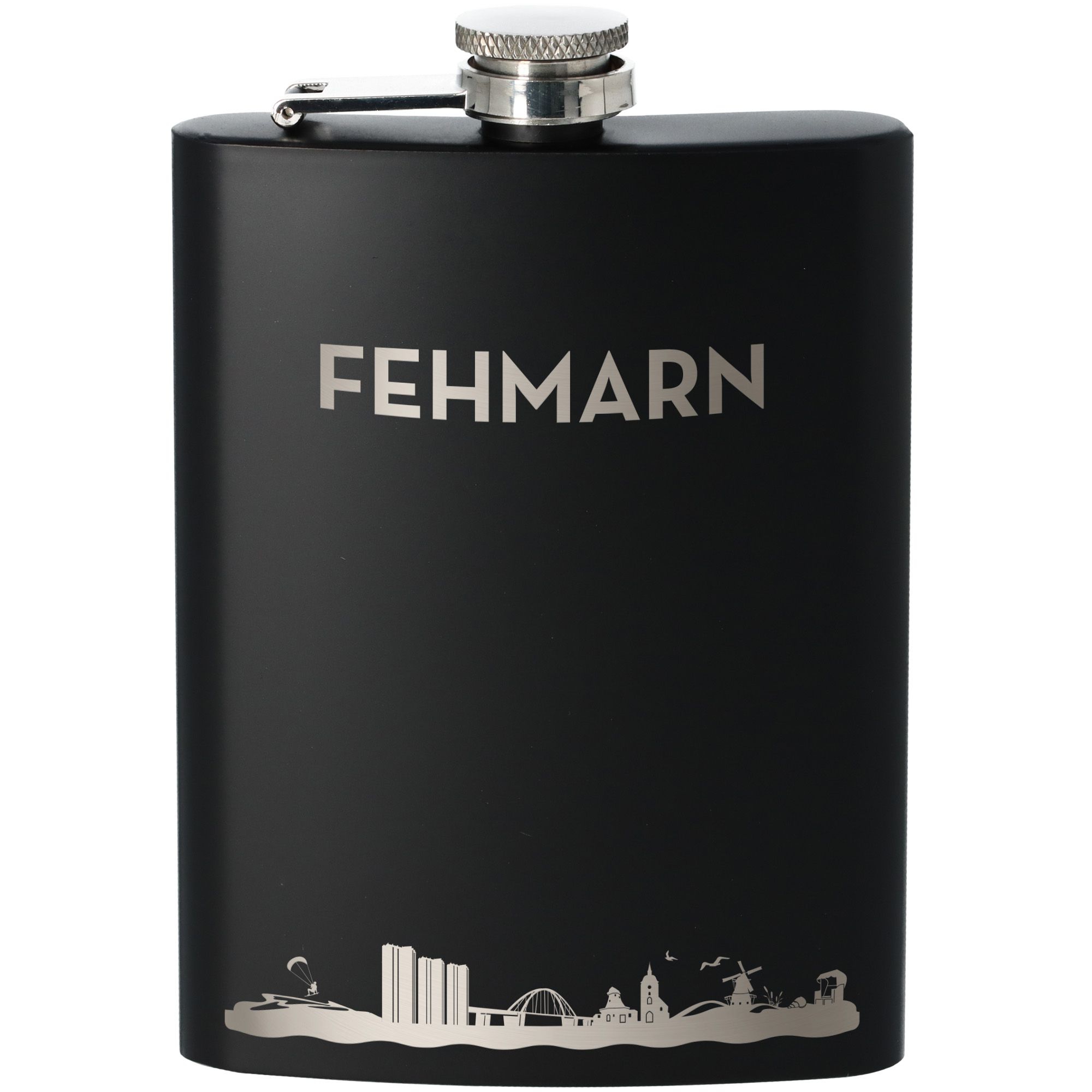 Flachmann Skyline Fehmarn Schwarz 235ml