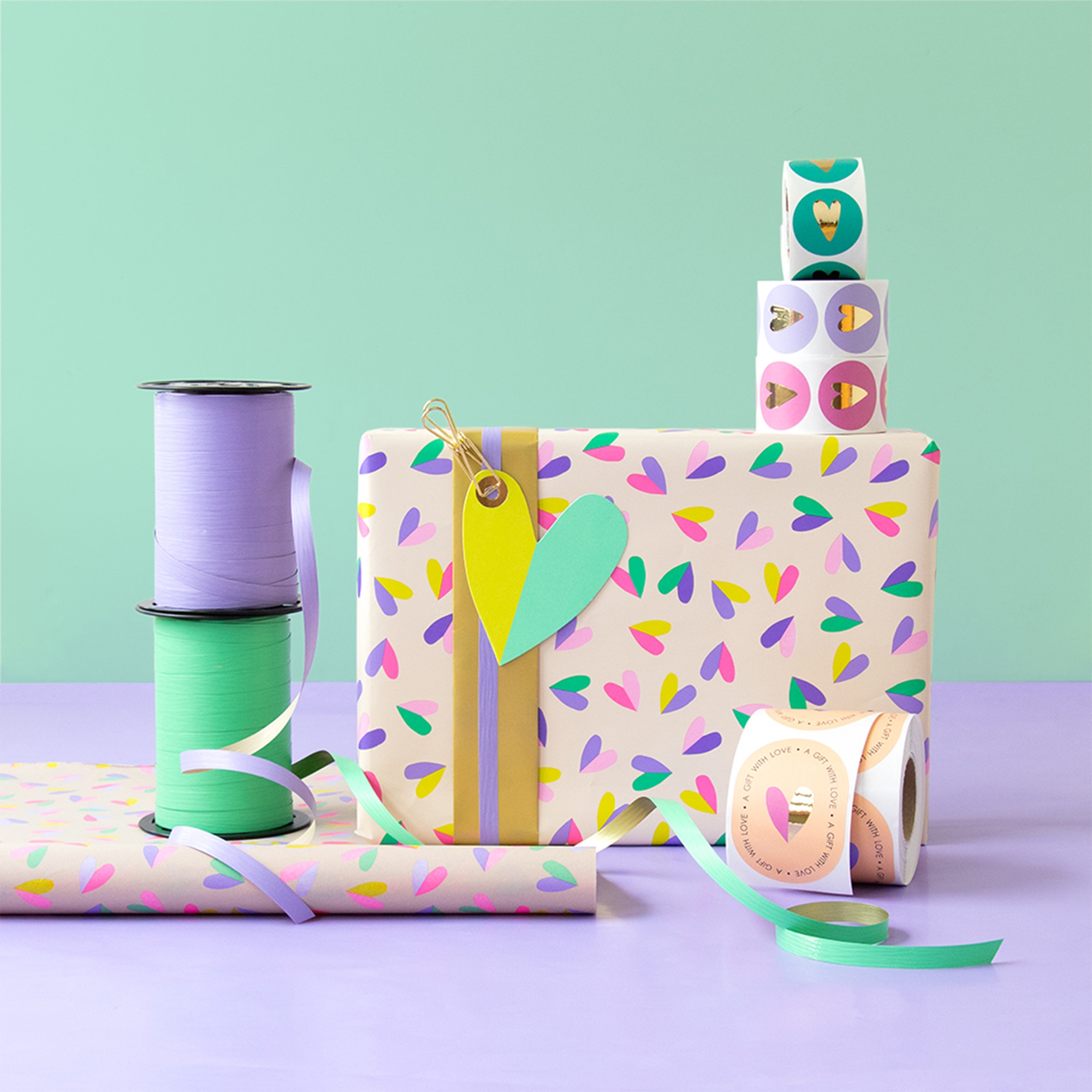 Geschenkpapier "Bunte Herzen" 3 m