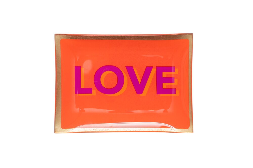 Glasteller "Love", Orange - M