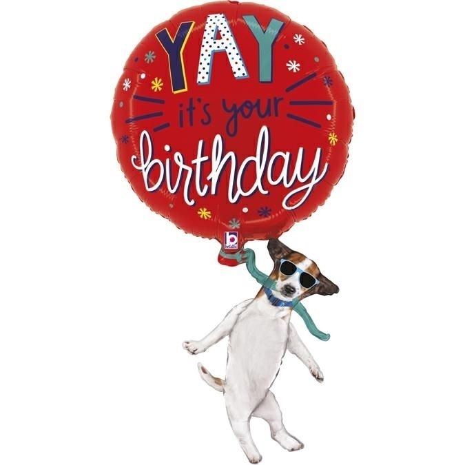 Folienballon "Yay Birthday Dog" 95cm