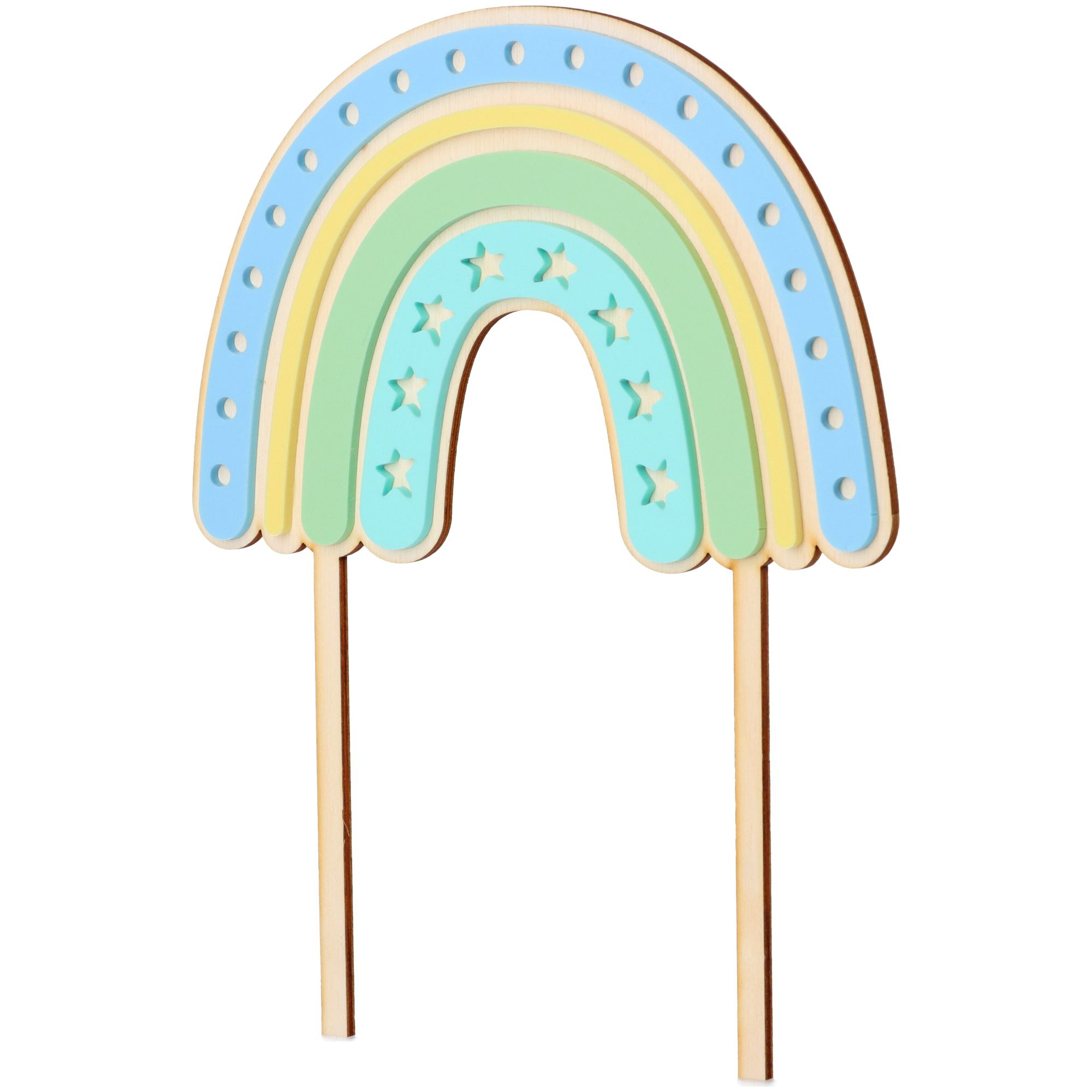 Cake Topper Regenbogen Stern aus Holz & Acryl