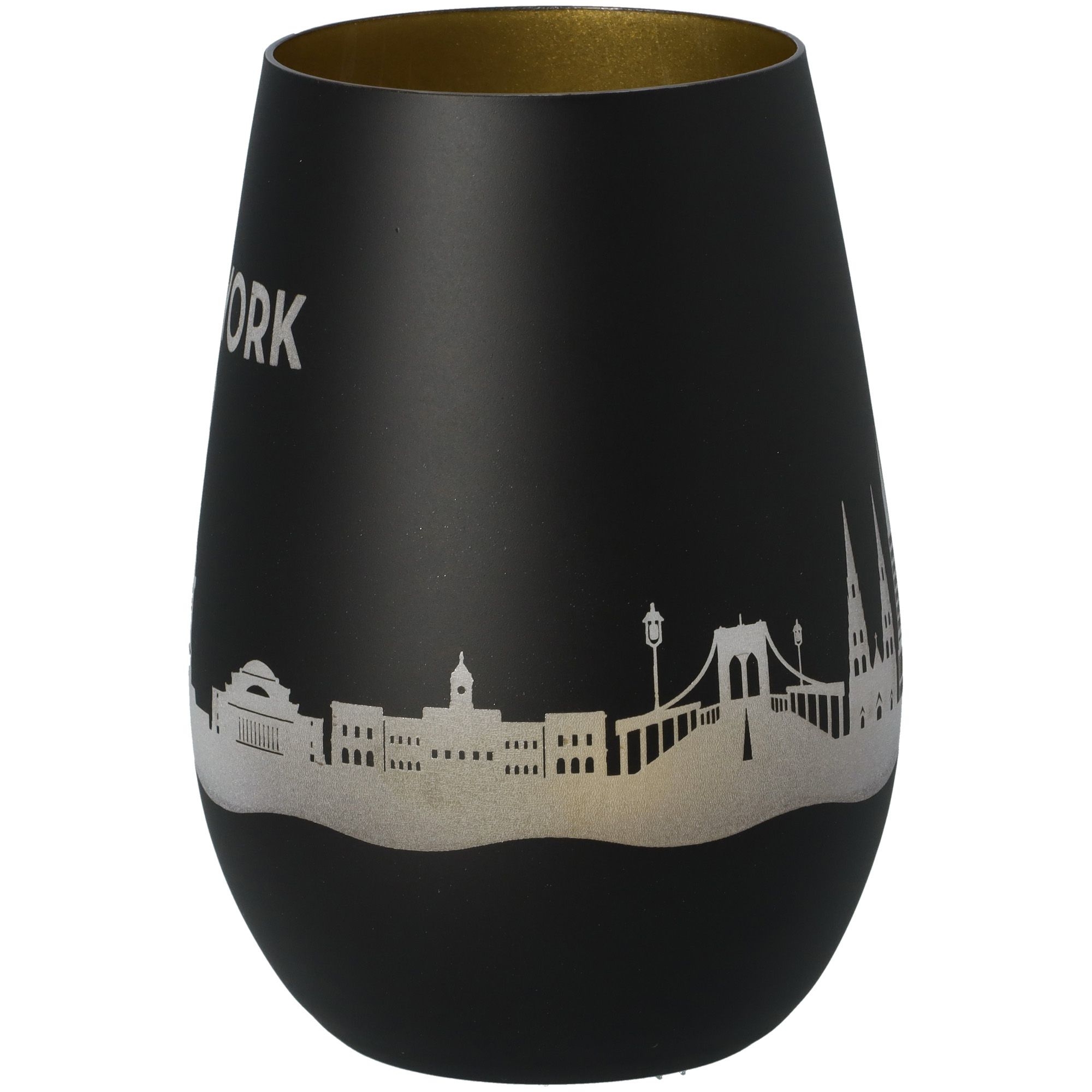 Windlicht Skyline New York Schwarz/Gold