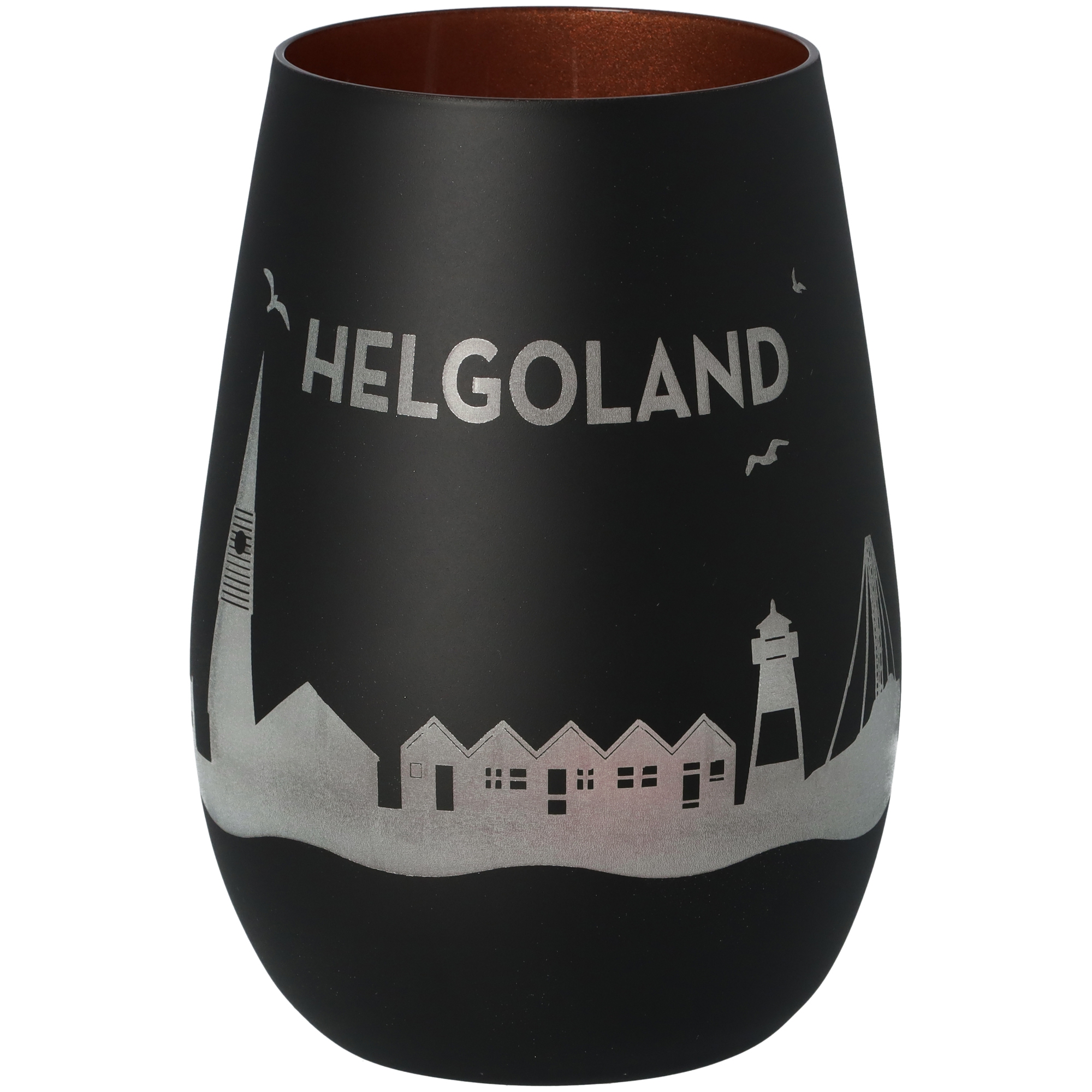 Windlicht Skyline Helgoland Schwarz/Bronze