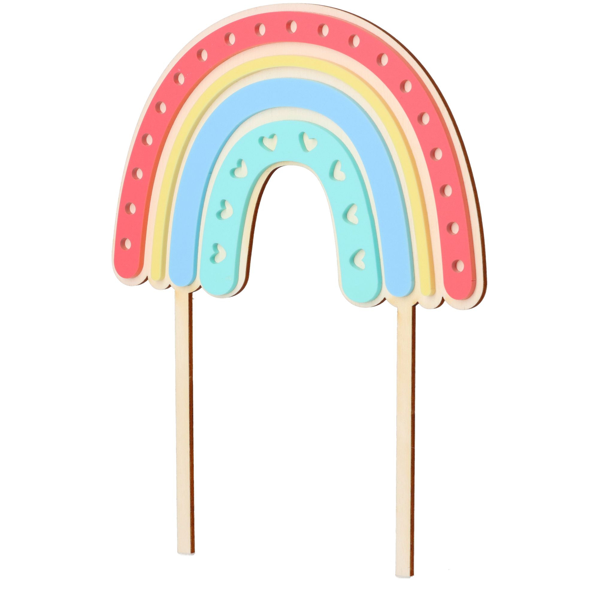 Cake Topper Regenbogen Herz aus Holz & Acryl