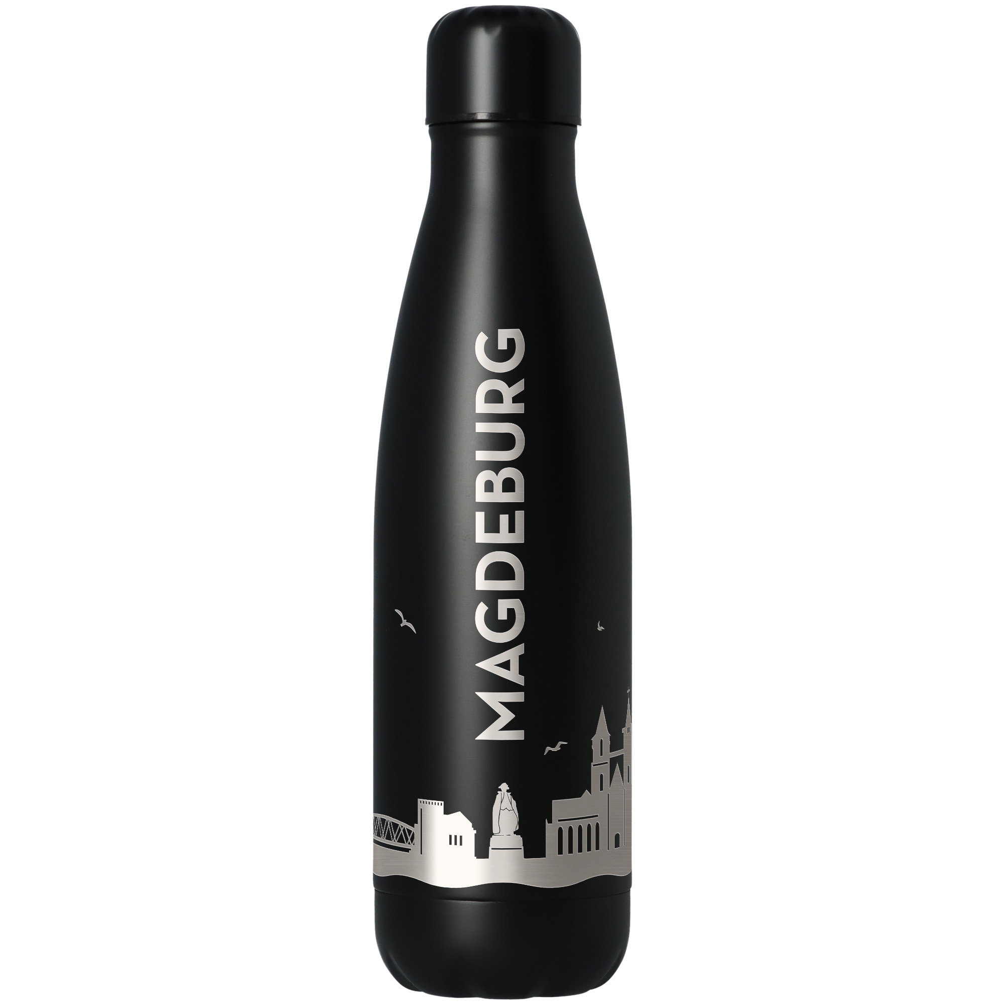 Trinkflasche Skyline Magdeburg Schwarz 500ml