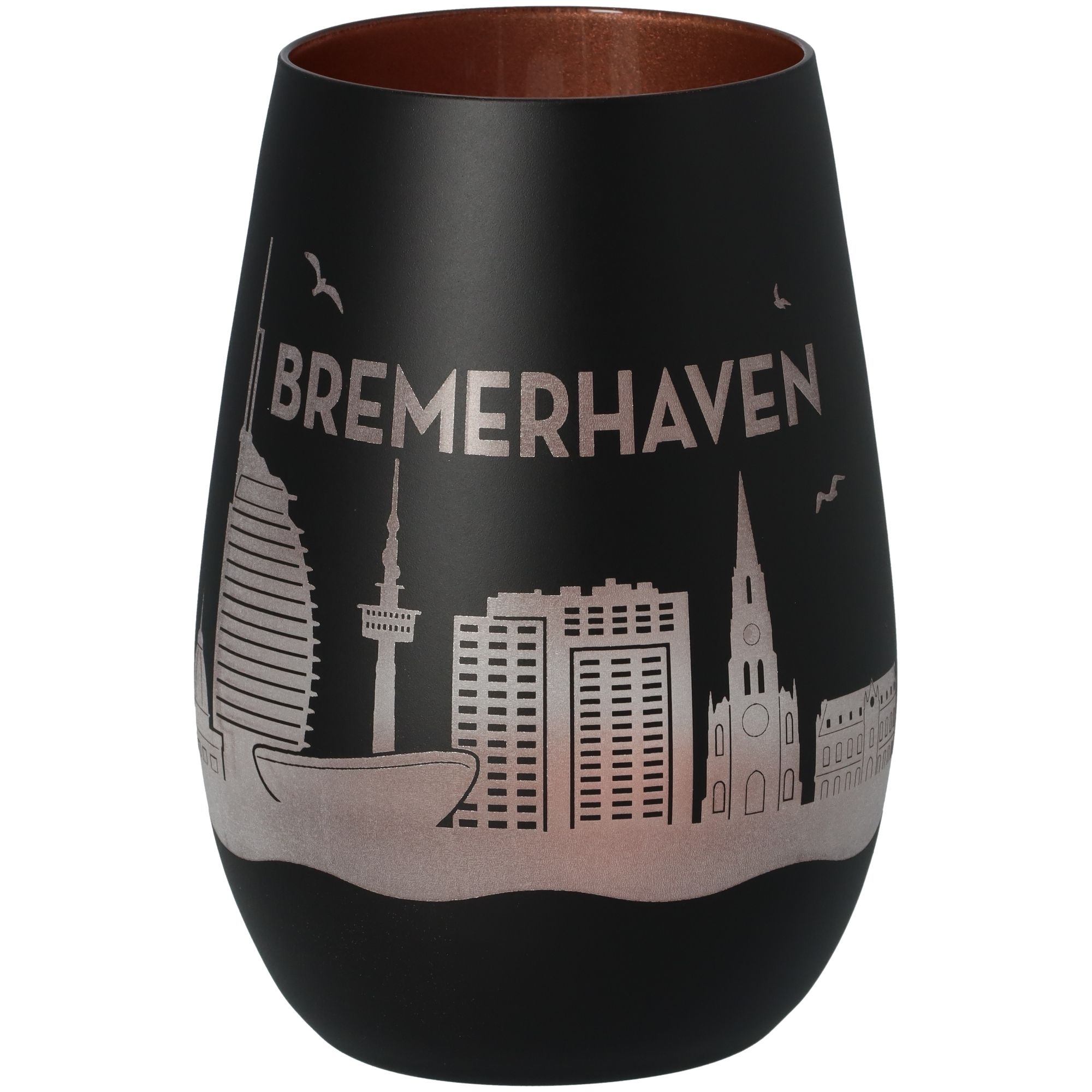 Windlicht Skyline Bremerhaven Schwarz/Bronze