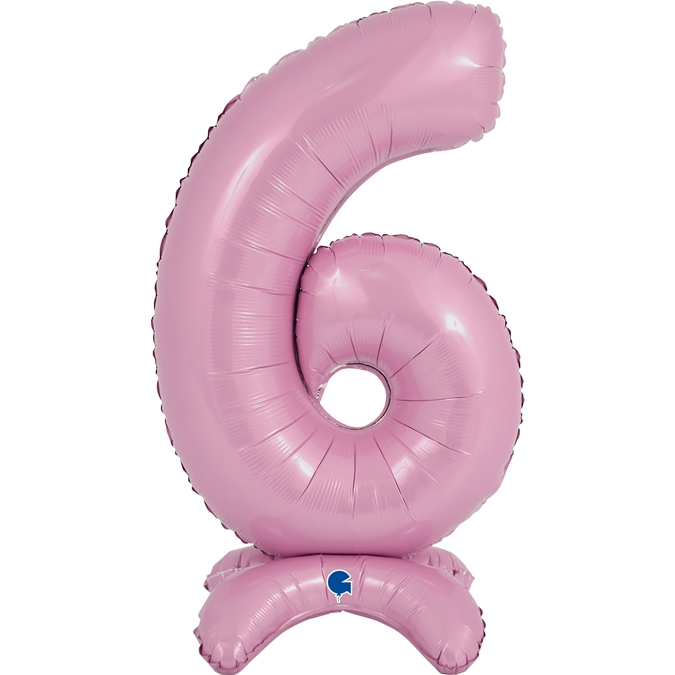 Folienballon Zahl 6 Pastell Rosa, 65cm