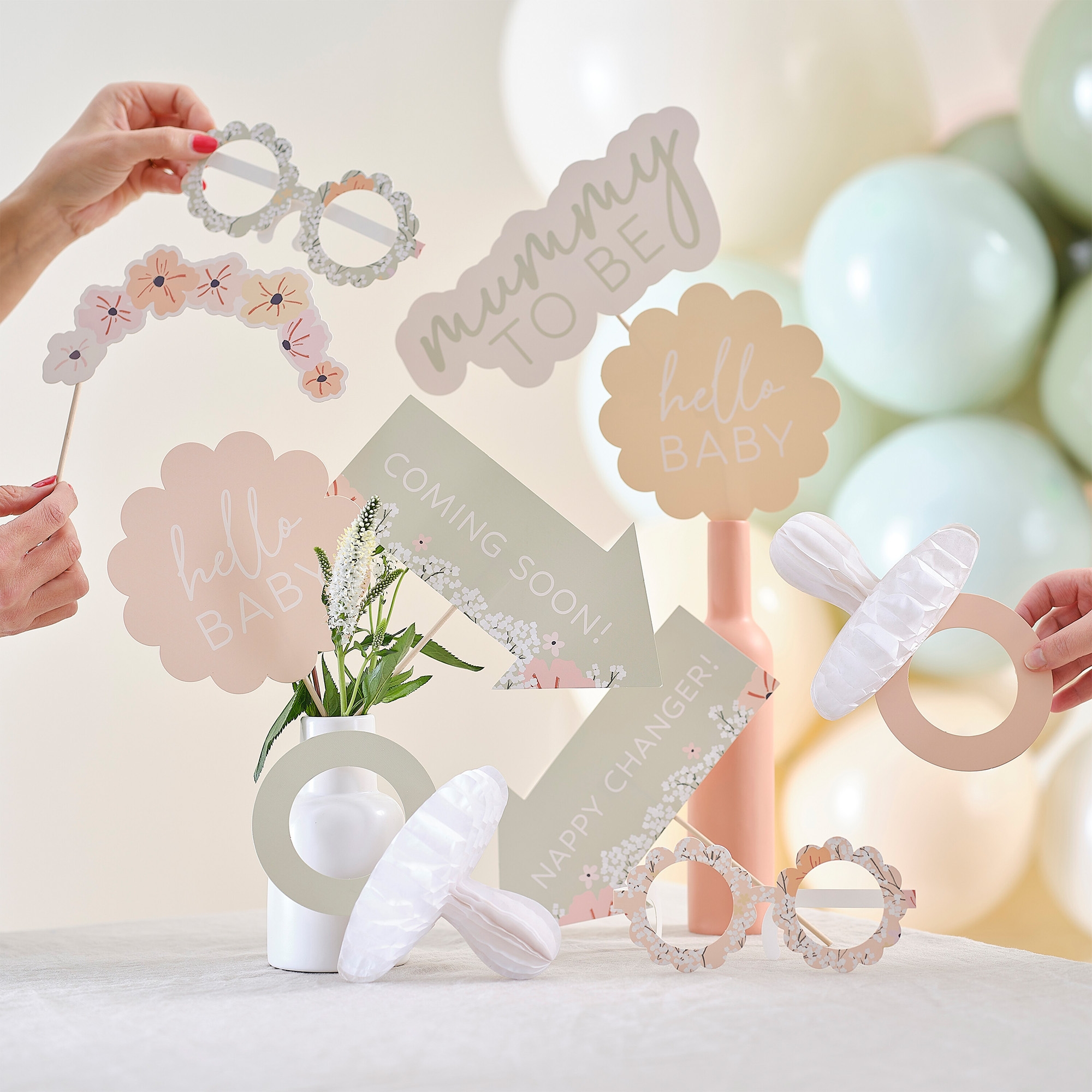 Photo Booth Set "Baby" Floral 10 tlg.