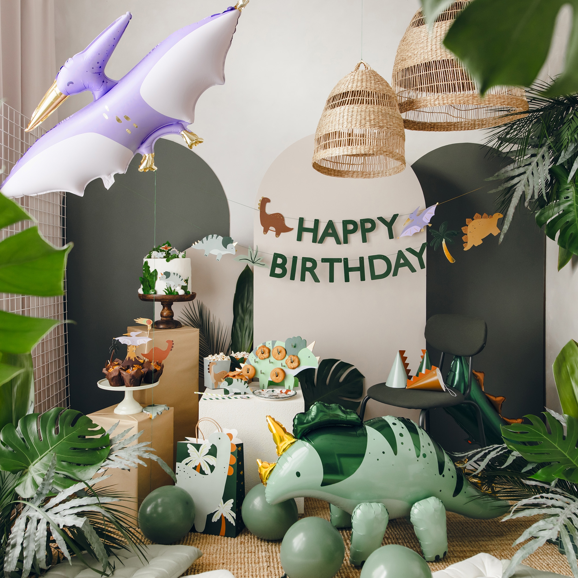 Girlande "Happy Birthday" Dino Banner 3m