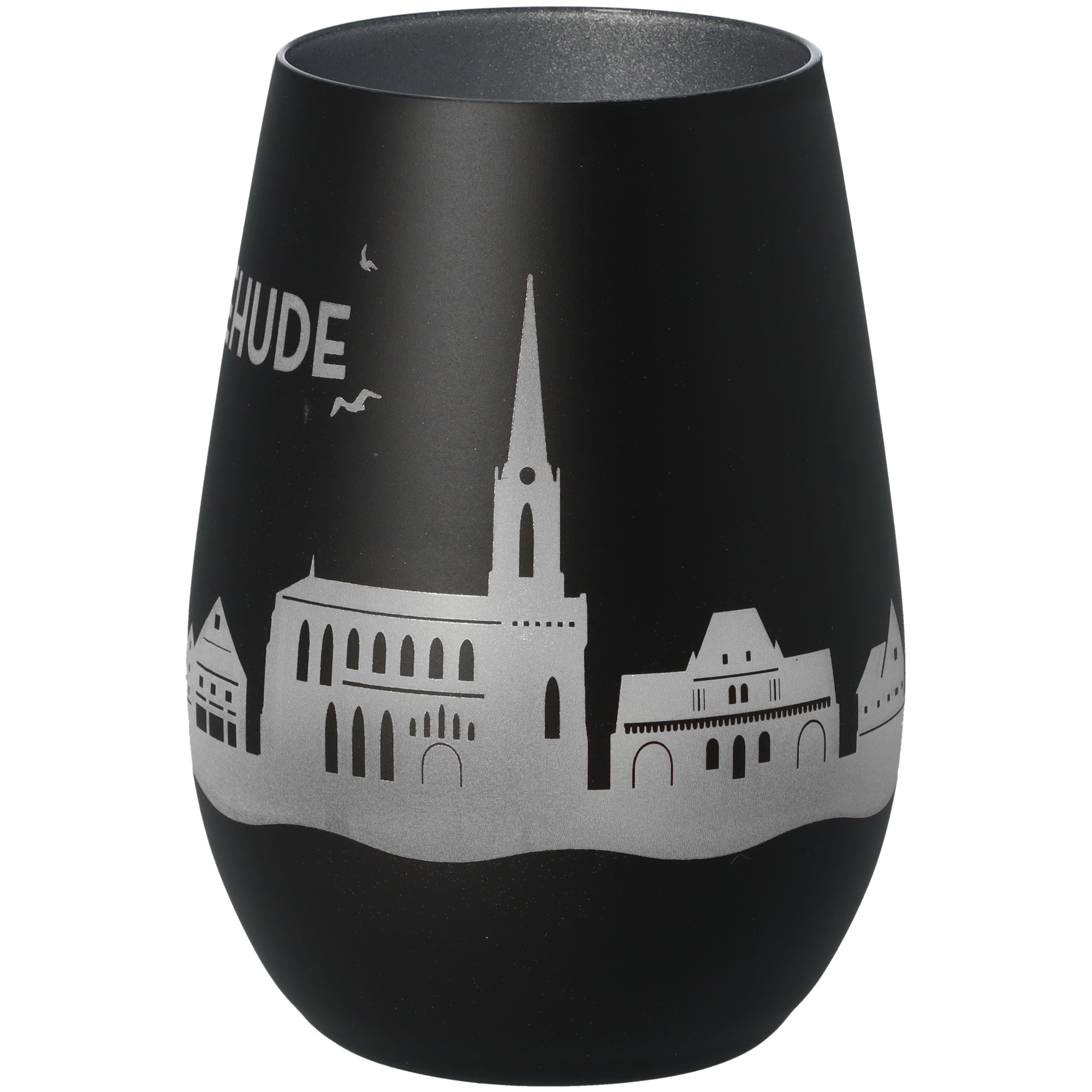 Windlicht Skyline Buxtehude Schwarz/Silber