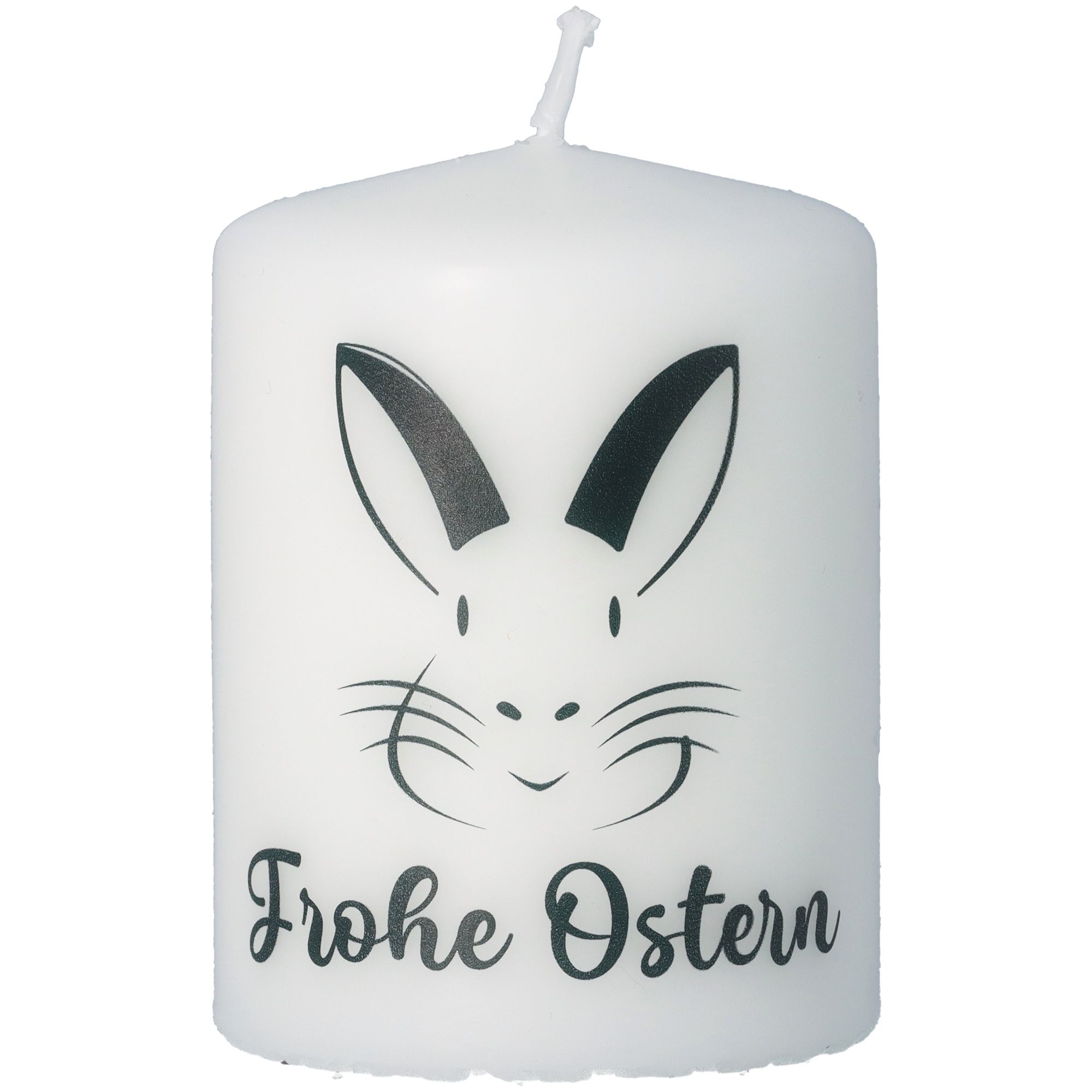 Stumpenkerze Weiß "Frohe Ostern"