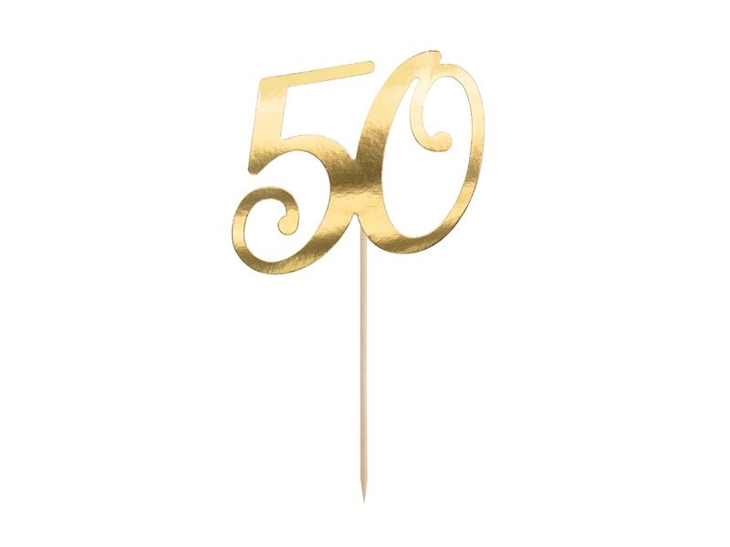 Cake Topper zum 50. Geburtstag, Gold