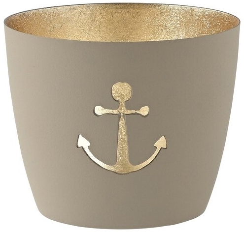 Madras Windlicht "Anker", Sand/Gold - M