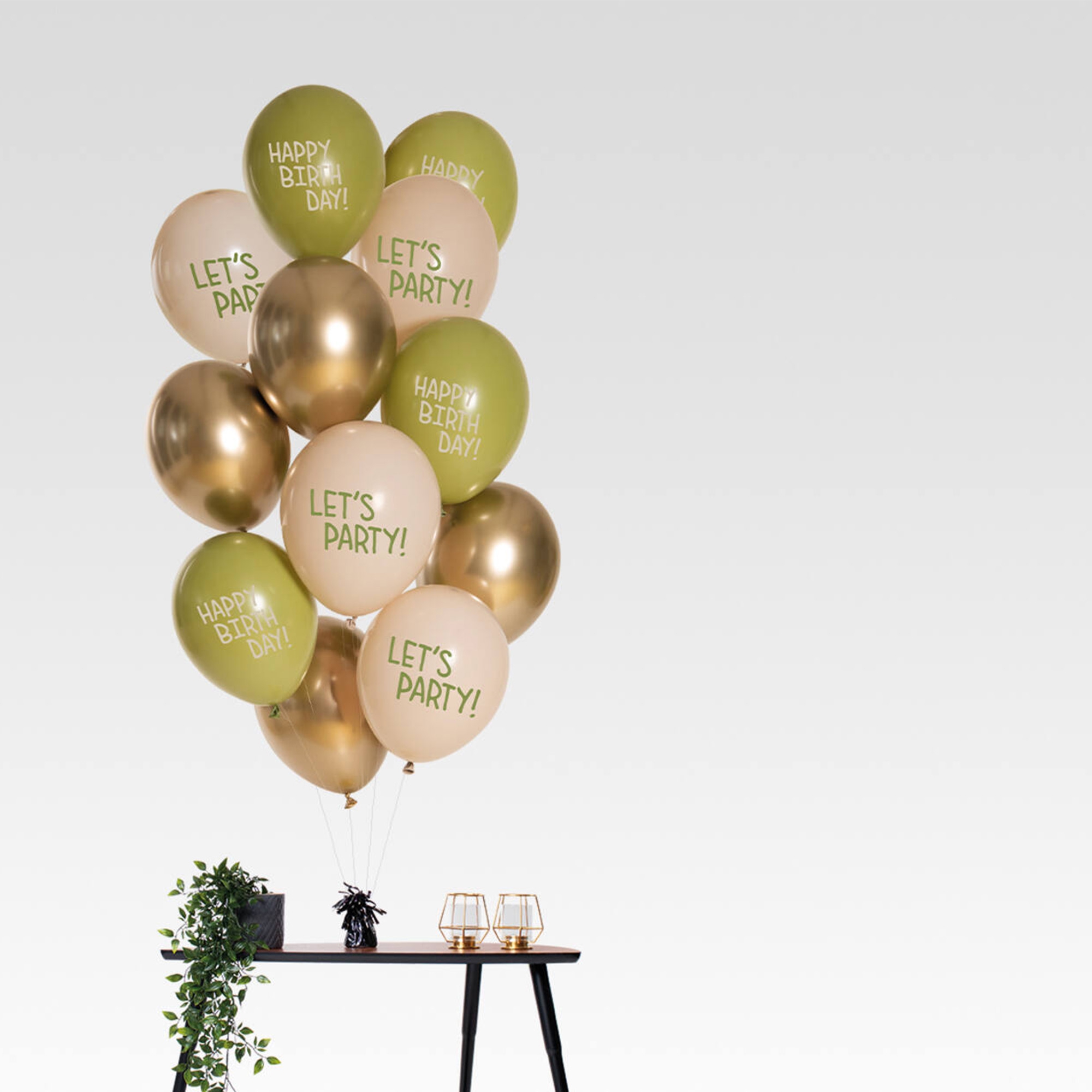 12 Latexballons im Set "Golden Olive" Ø 33cm