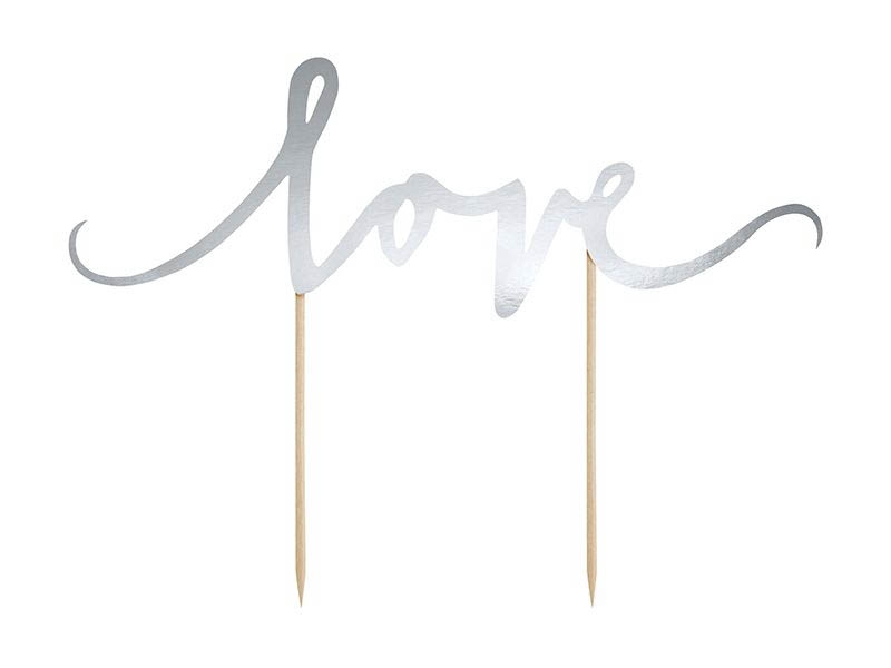 Cake Topper Love Silber