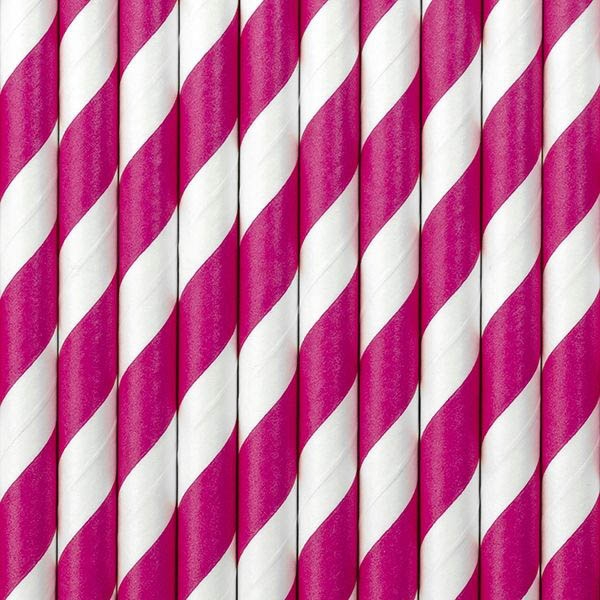 10 Papierstrohhalme Pink